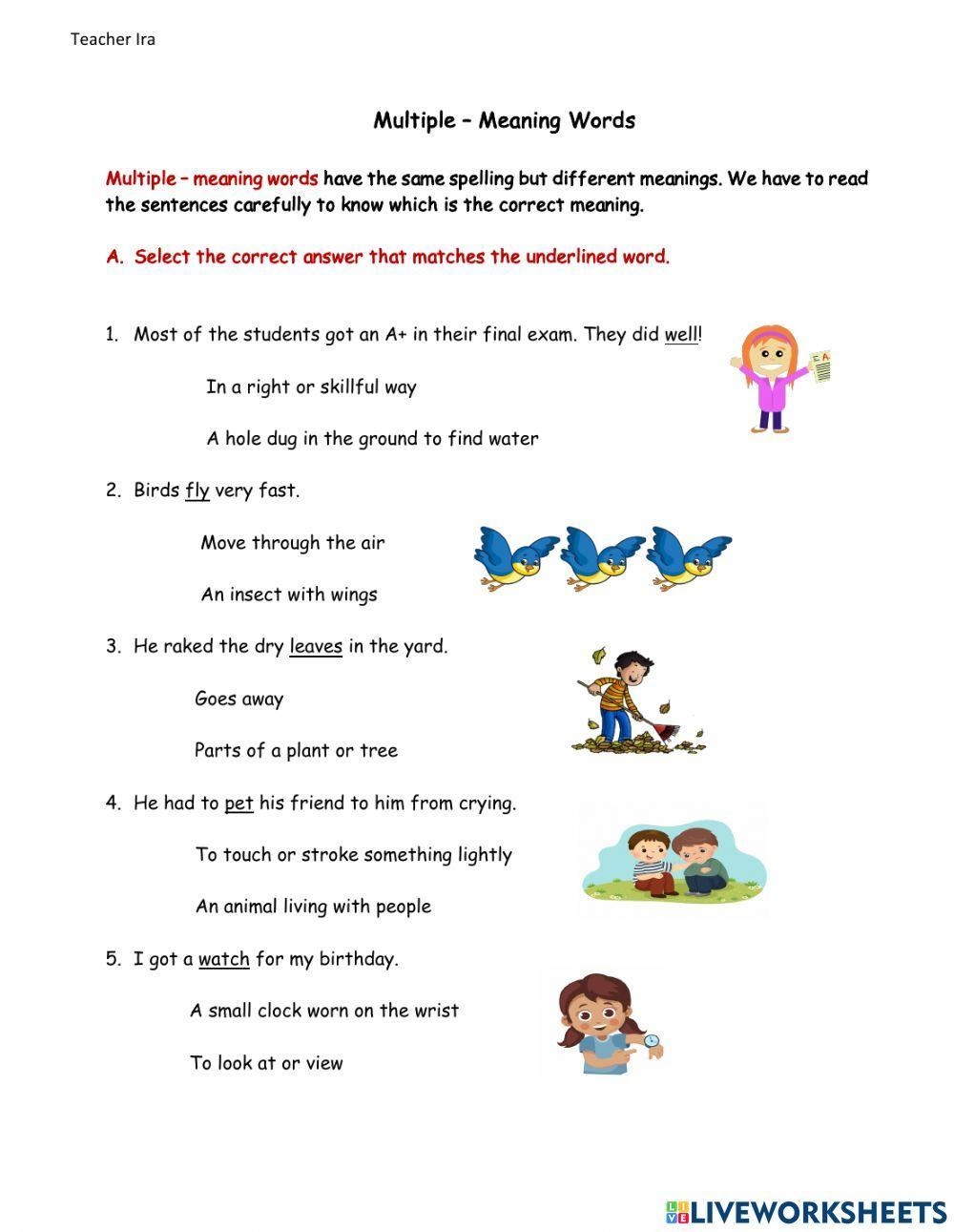 Multiple Meaning Words Online Activity For Grade 5 Worksheets Library Multiple Meaning Words Online Activity For Grade 5 Worksheets Library