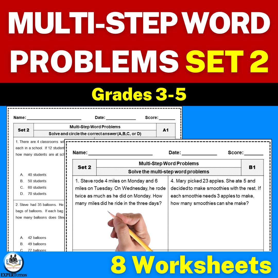 Multiple Step Word Problems Worksheets Addition Subtraction Multiplication And Division Set 2 Made By Teachers