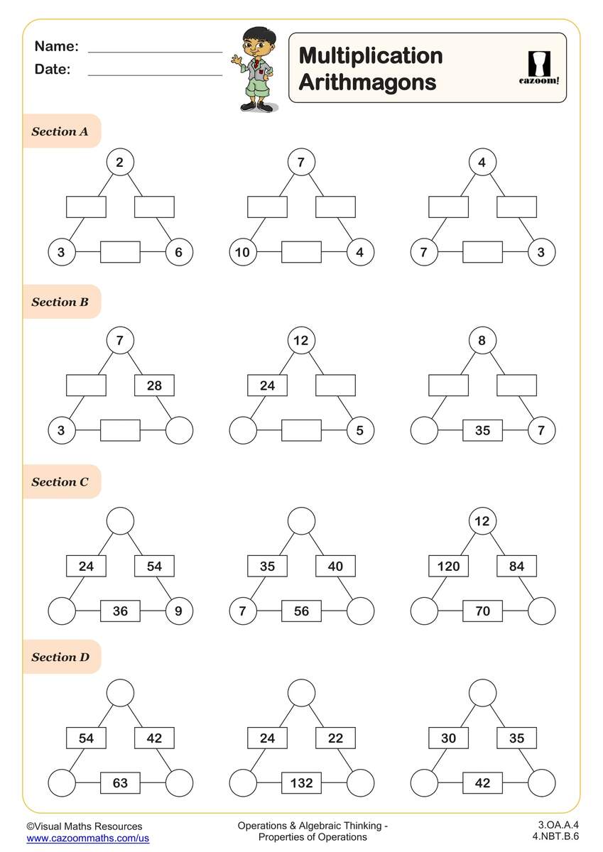 Multiplication Arithmagons Worksheet Fun And Engaging 3rd Grade And 4th Grade Number Operations Worksheet Cazoom Math Multiplication Arithmagons Worksheet Fun And Engaging 3rd Grade And 4th Grade Number Operations Worksheet Cazoom Math