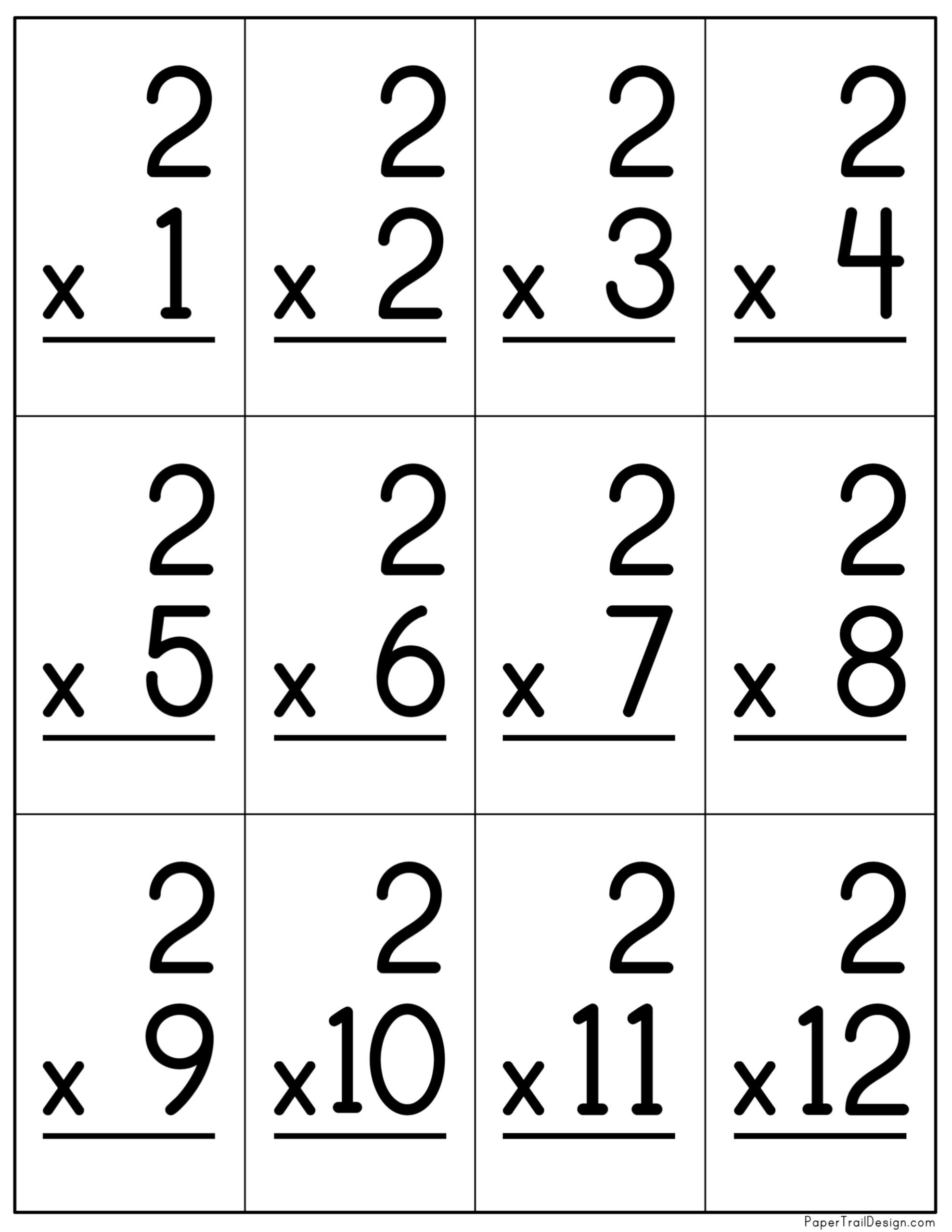 Multiplication Flash Cards Printable Paper Trail Design Multiplication Flash Cards 2 Times Table Free Memozor