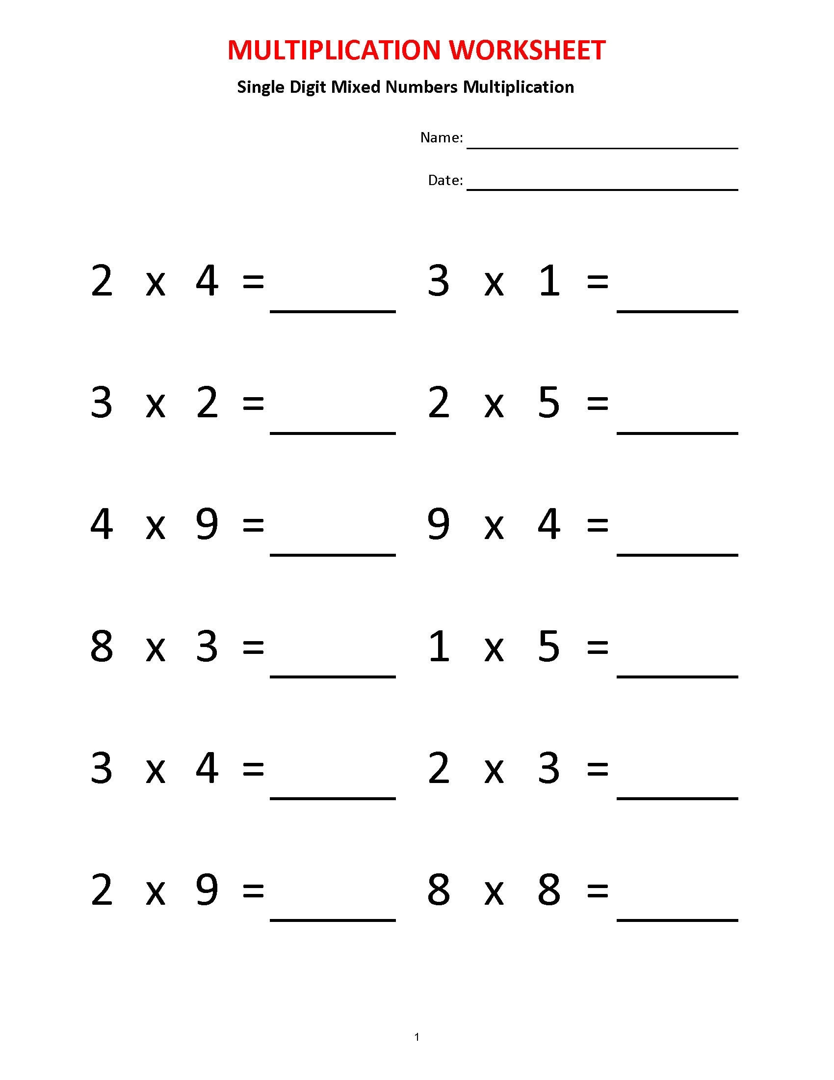 Multiplication Practice Sheets Single Digit Workbook PDF Download Etsy Multiplication Practice Sheets Single Digit Workbook PDF Download Etsy
