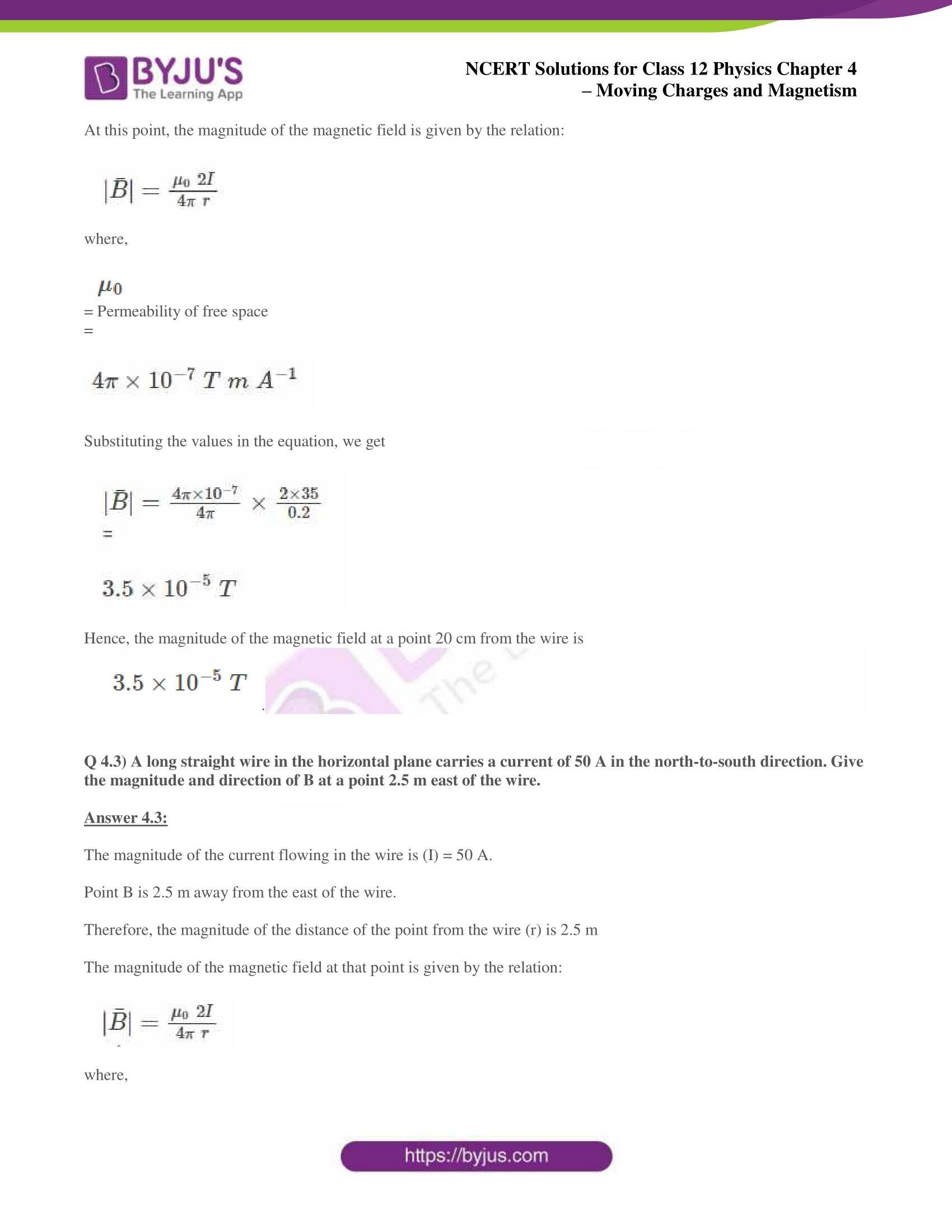 NCERT Solutions For Class 12 Physics Chapter 4 Moving Charges And Magnetism NCERT Solutions For Class 12 Physics Chapter 4 Moving Charges And Magnetism
