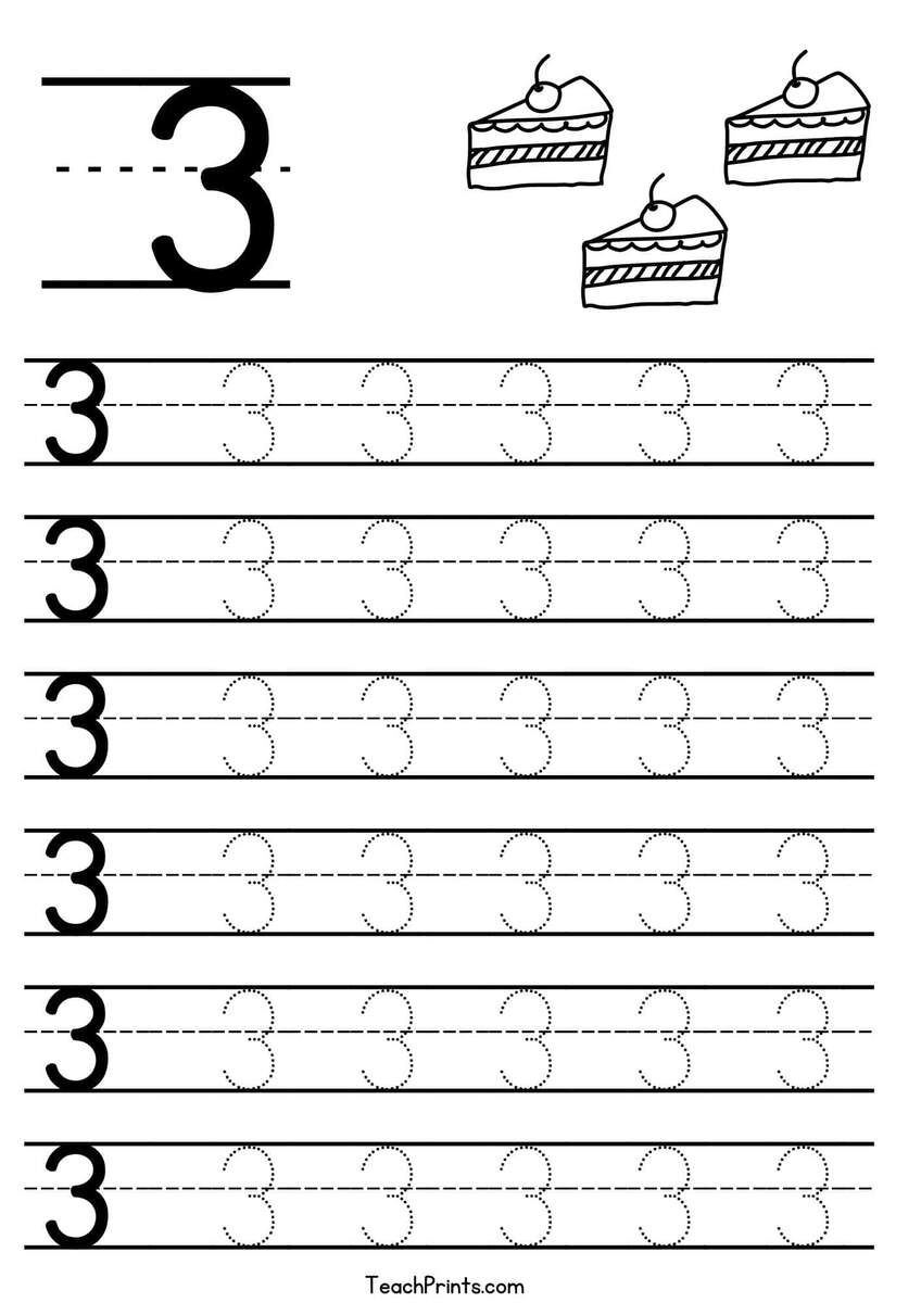 Number 3 Tracing Worksheets Free Printables Teach Prints Number 3 Worksheet Hi Res Stock Photography And Images Alamy