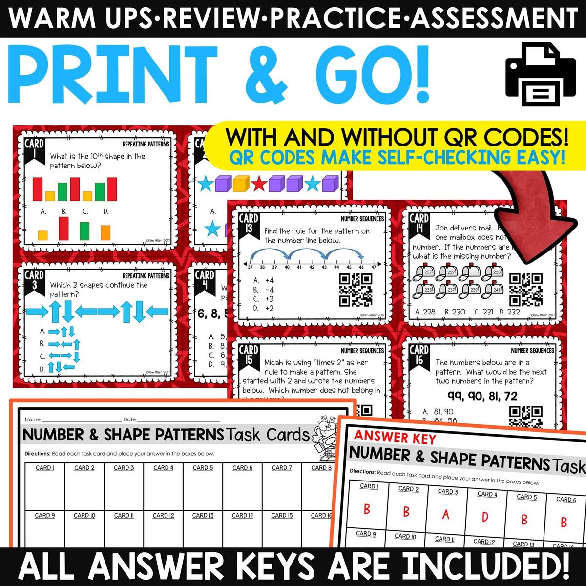 Number And Shape Patterns Worksheets Activities Task Cards 4th Grade Math Review A Love Of Teaching Kim Miller Number And Shape Patterns Worksheets Activities Task Cards 4th Grade Math Review A Love Of Teaching Kim Miller