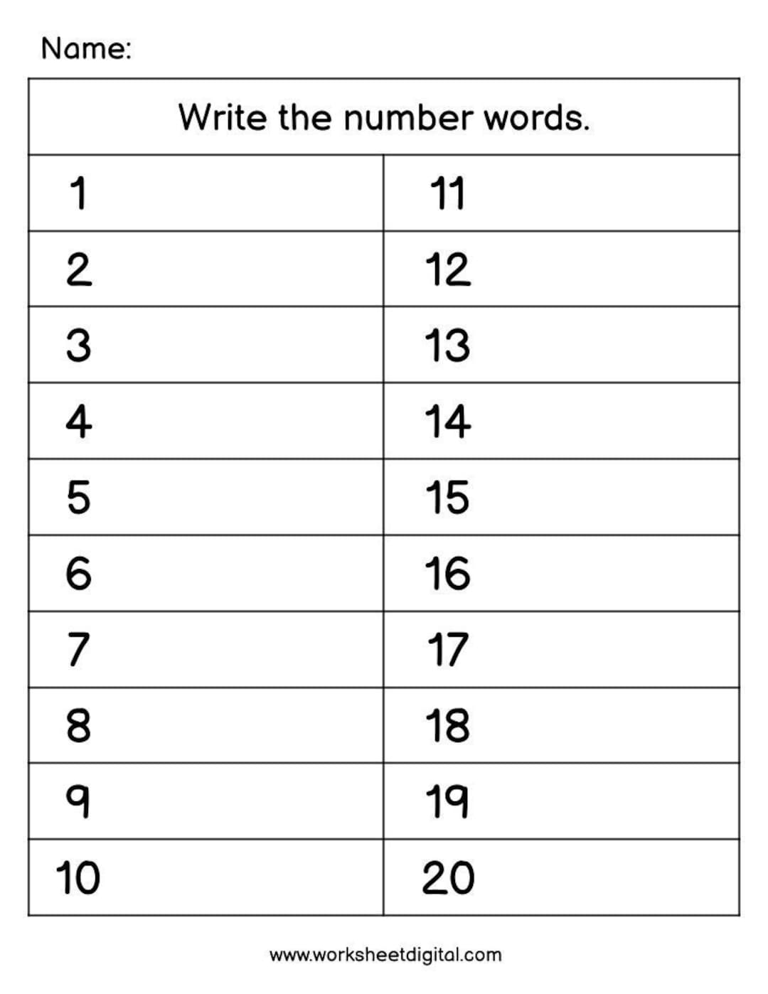 Printable Writing Number Words 1 To 100 Worksheets For Kindergarten Made By Teachers