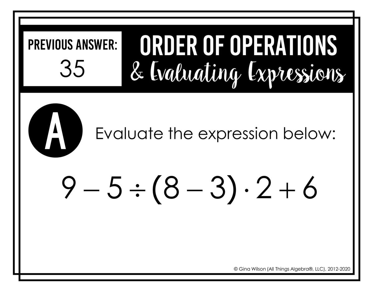 Order Of Operations Evaluating Expressions Scavenger Hunt All Things Algebra Order Of Operations Evaluating Expressions Scavenger Hunt All Things Algebra