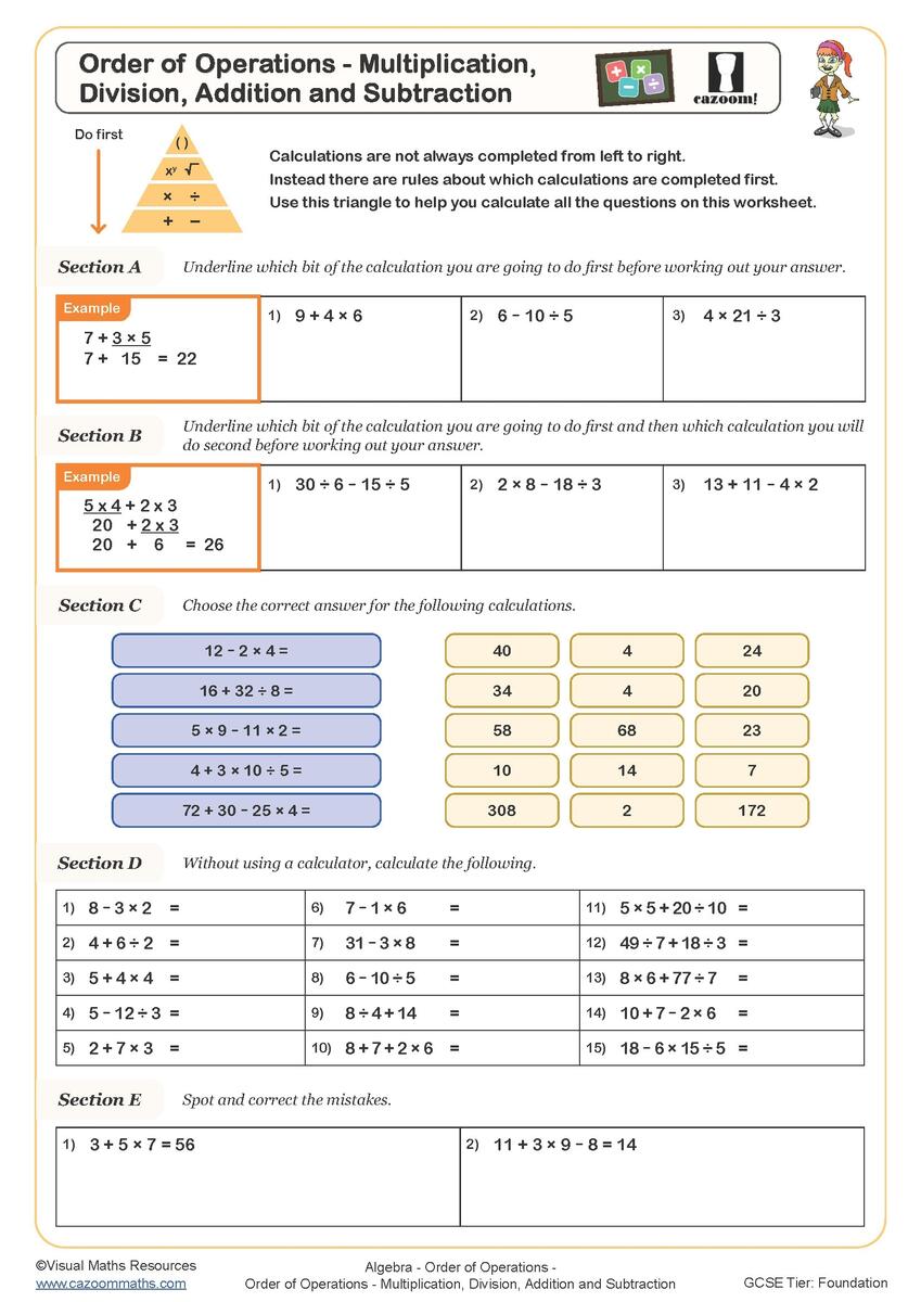 Order Of Operations Multiplication Division Addition And Subtraction Worksheet Fun And Engaging PDF Worksheets Storyboard That Free Mixed Operations Worksheets For Math