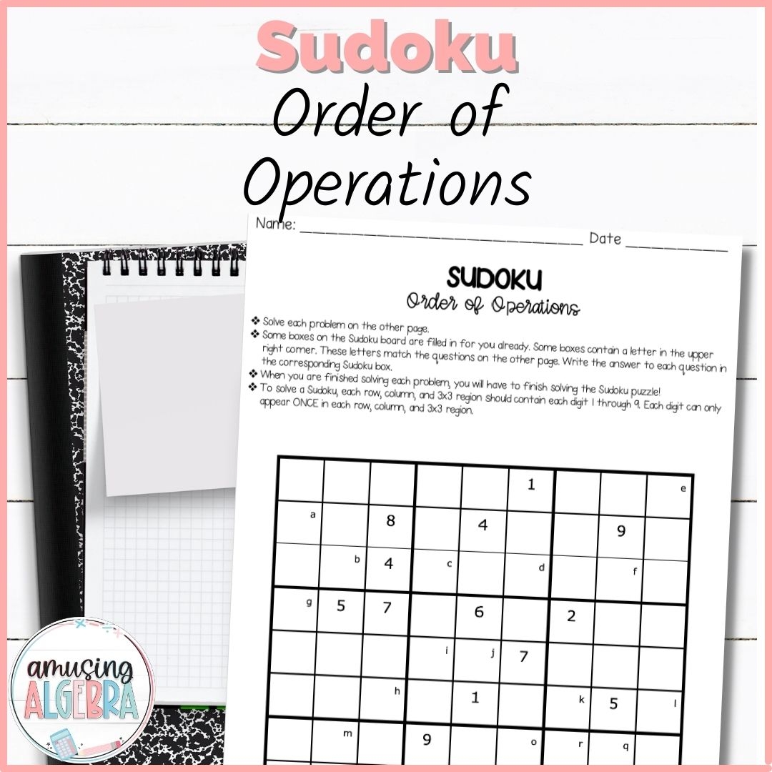 Order Of Operations Sudoku Puzzle Made By Teachers