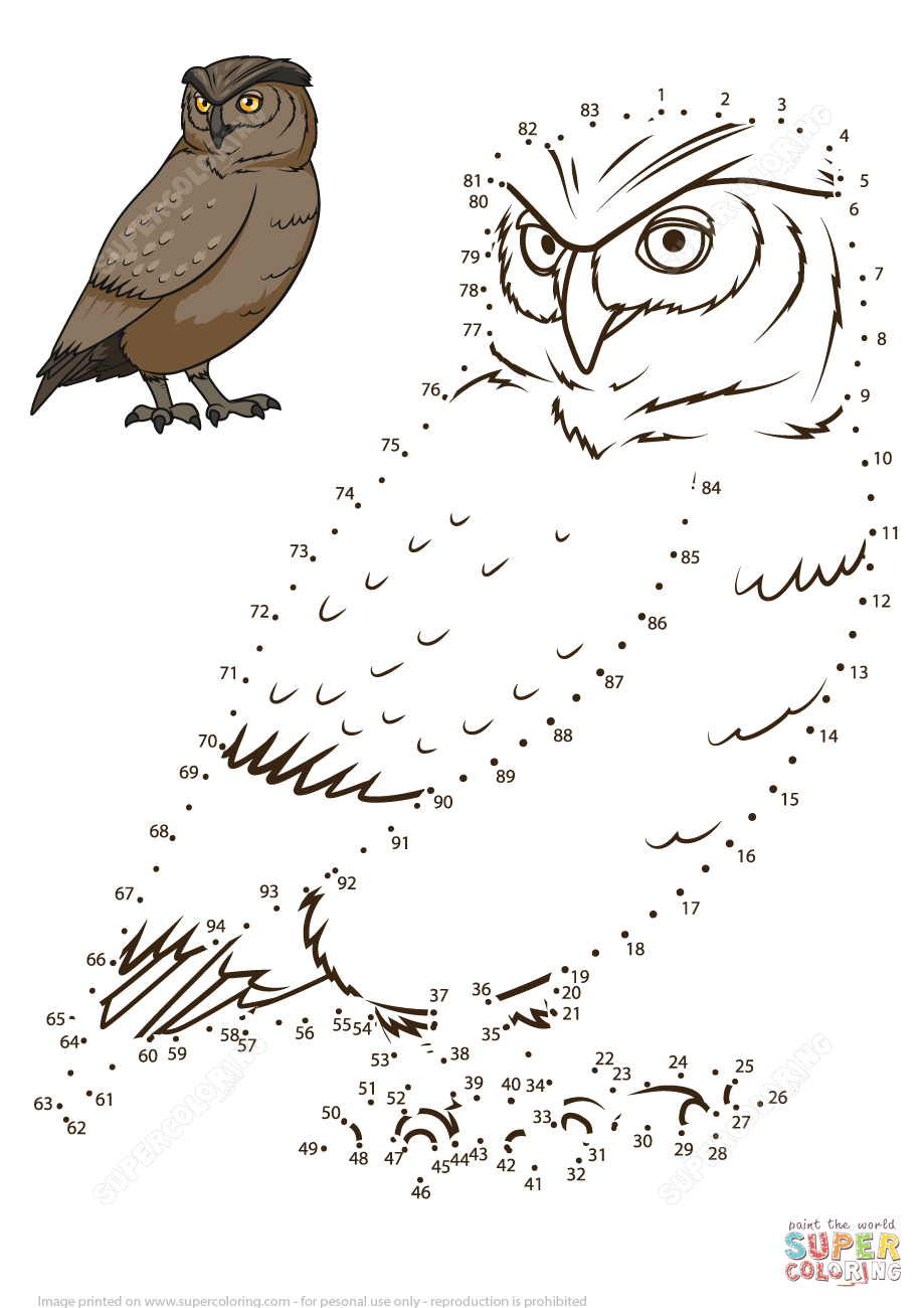 Owl Dot To Dot Coloring Page Free Printable