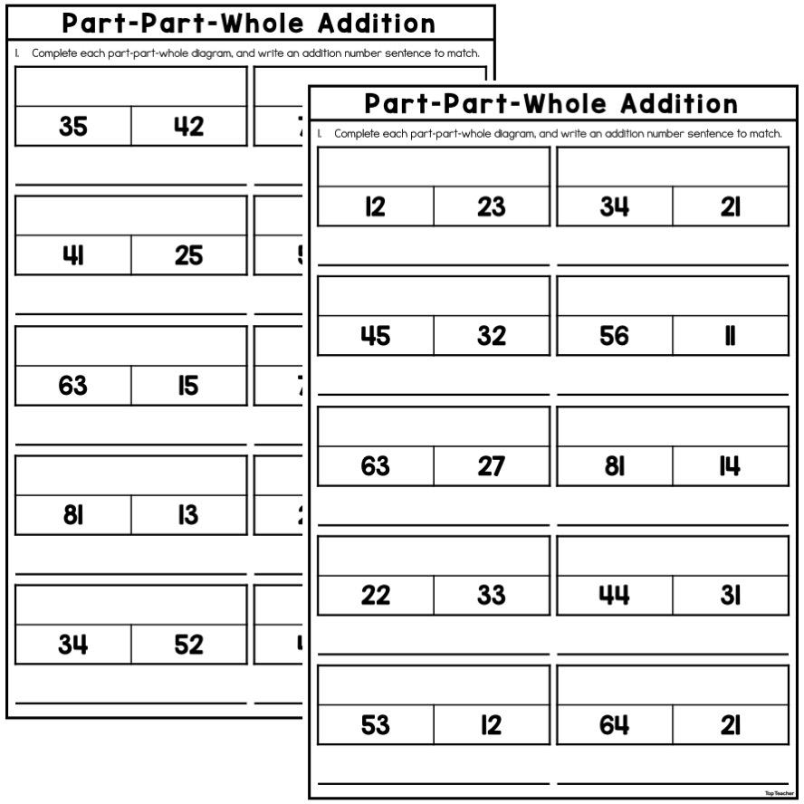 Part Part Whole Addition Of 2 Digit Numbers Worksheets Top Teacher Part Part Whole Addition Of 2 Digit Numbers Worksheets Top Teacher
