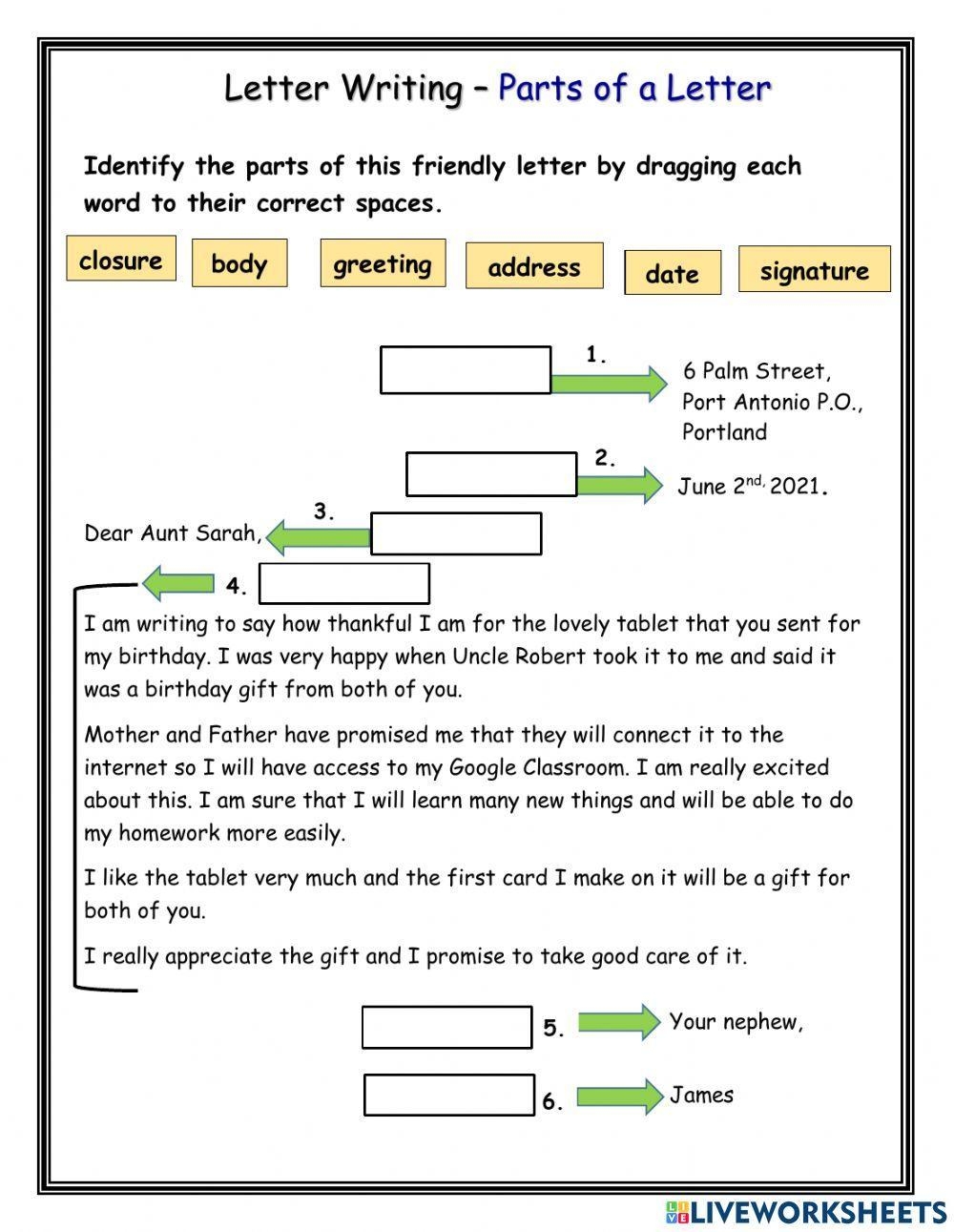 Parts Of A Friendly Letter Worksheets Library Parts Of A Friendly Letter Worksheets Library