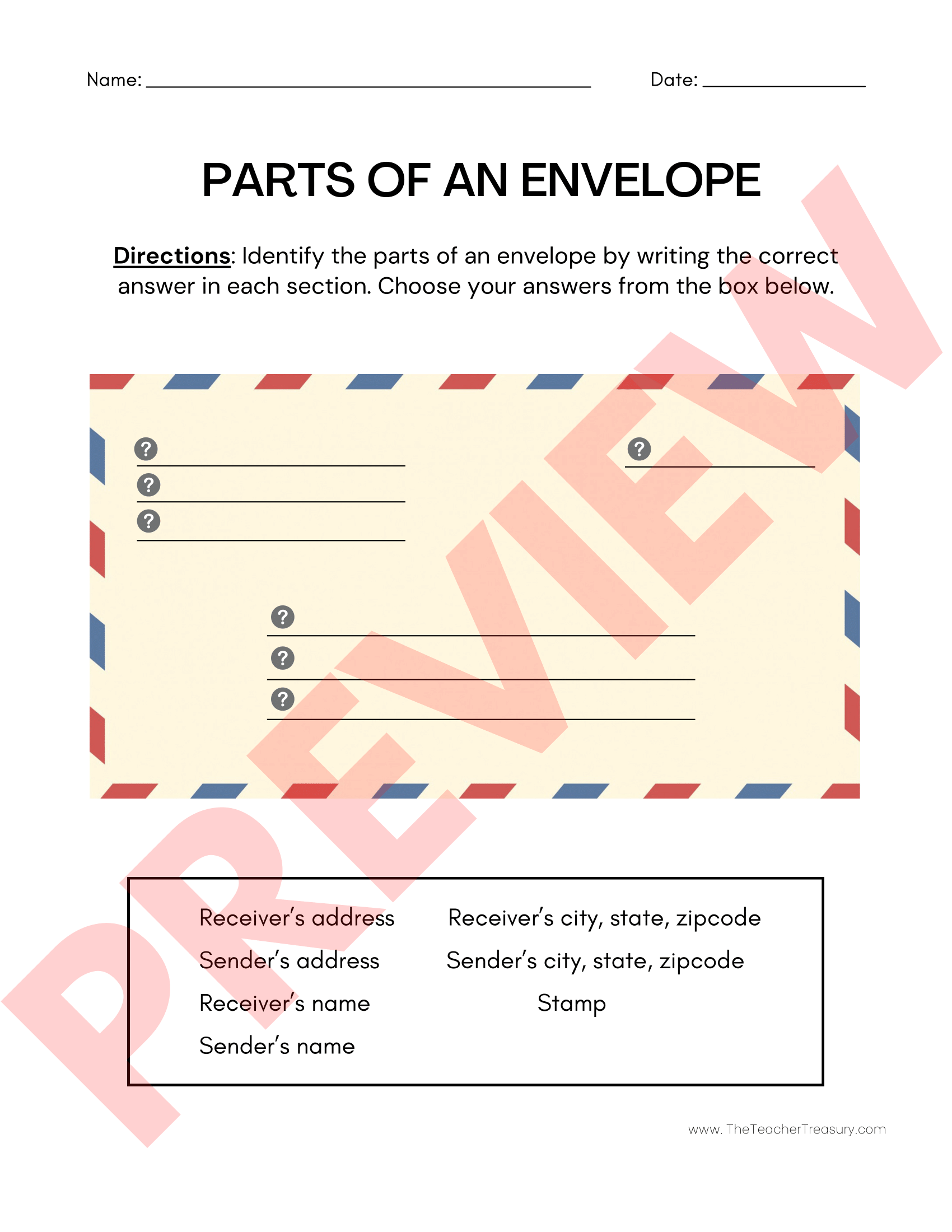Parts Of A Letter And Envelope Practice And Assessments Parts Of A Friendly Letter Worksheets Library