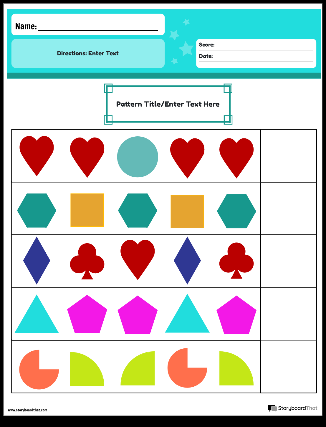 Pattern Worksheets Free Printables By Storyboard That