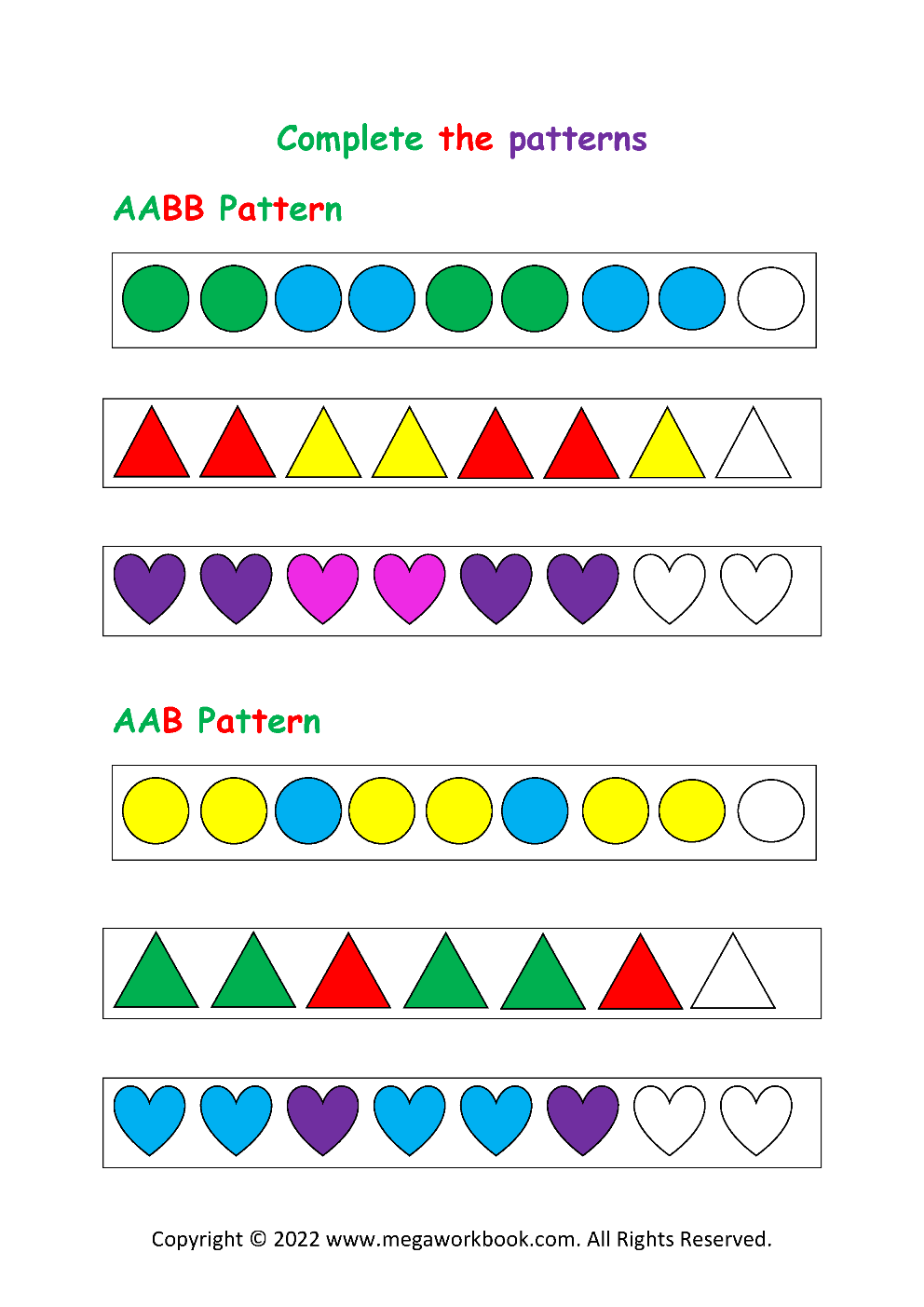 Patterns For Preschool Patterns For Kindergarten Pattern Worksheets Library