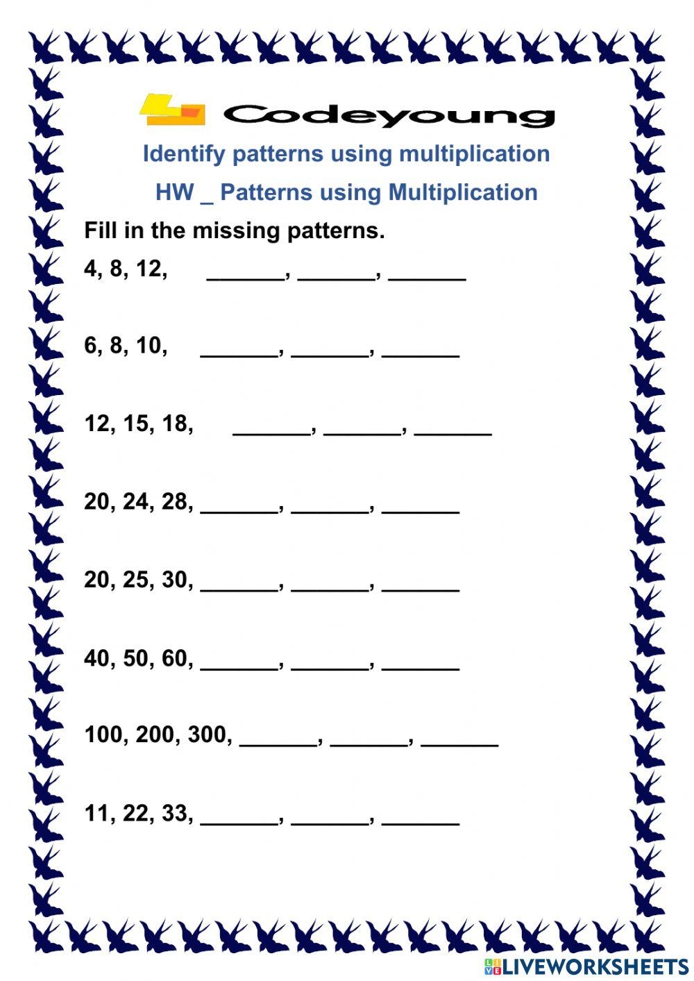 Patterns Using Multiplication Interactive Worksheet Worksheets Library Multiplication Worksheets
