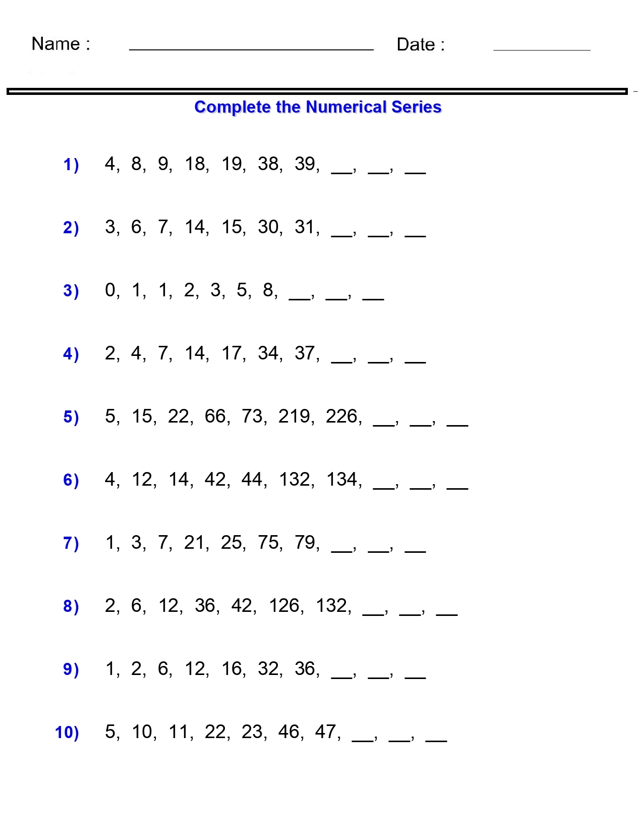 Patterns Worksheets Complete The Numerical Series Worksheets Alternately Mul Made By Teachers Patterns Worksheets Complete The Numerical Series Worksheets Alternately Mul Made By Teachers