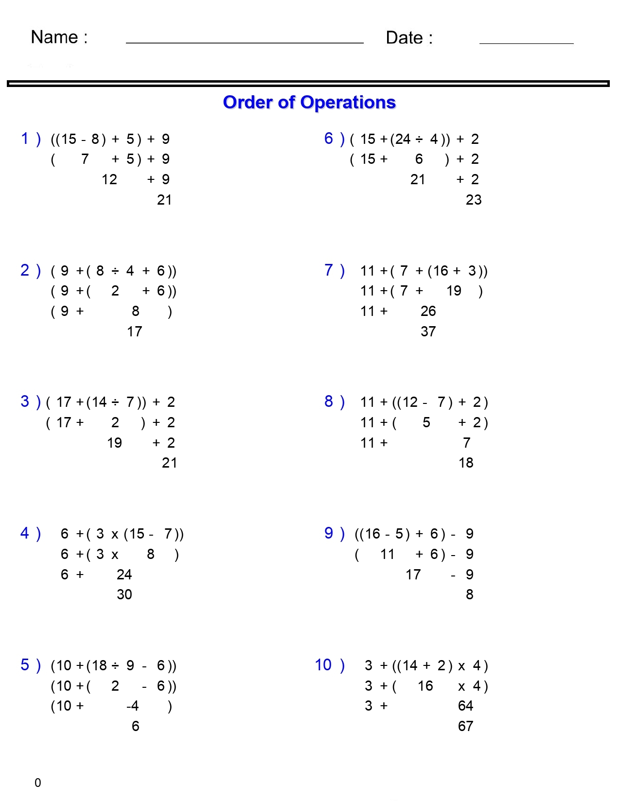 Printable Order Of Operations Digital Worksheets Activities For 4th 5th Grade Made By Teachers