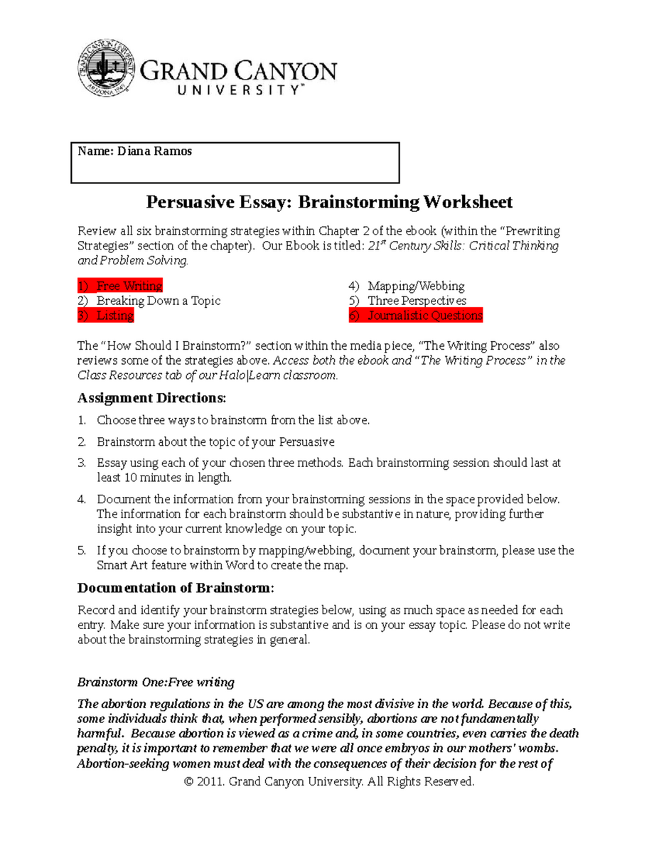 PHI105 T2 Persuasive Essay Brainstorming Worksheet Apr 2023 Studocu PHI105 T2 Persuasive Essay Brainstorming Worksheet Apr 2023 Studocu