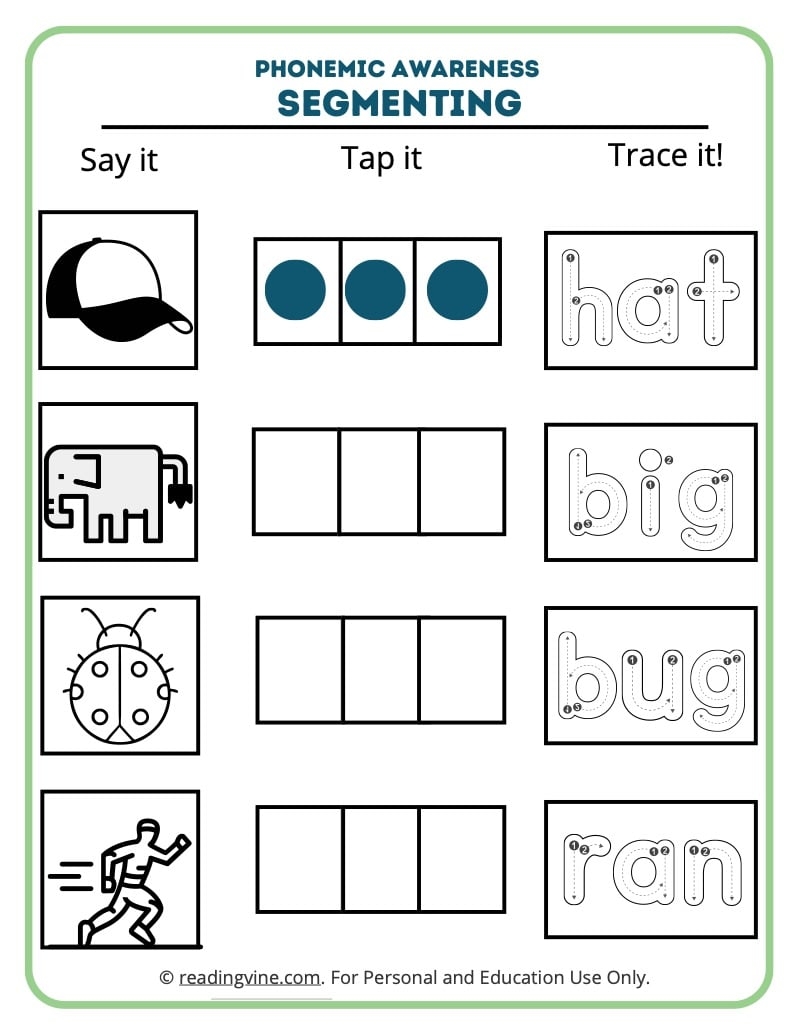 Phoneme Segmentation Worksheets ReadingVine Phoneme Segmentation Worksheets ReadingVine
