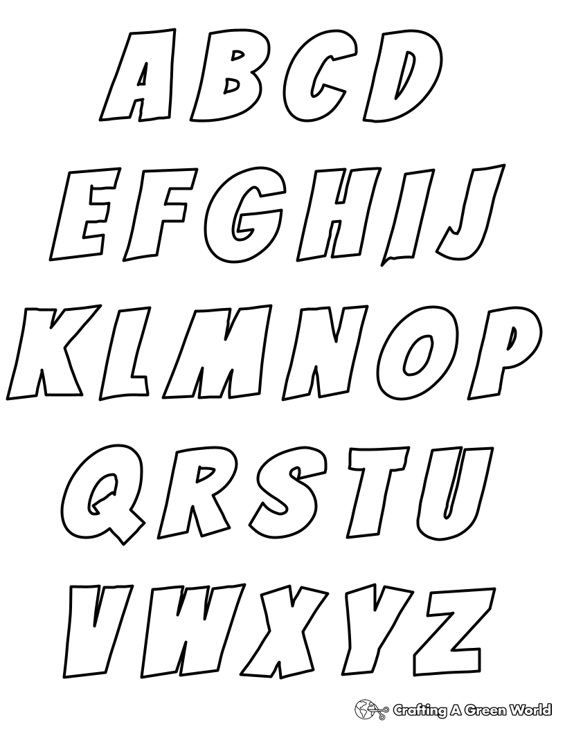 Plain Alphabet Coloring Pages Free Printable