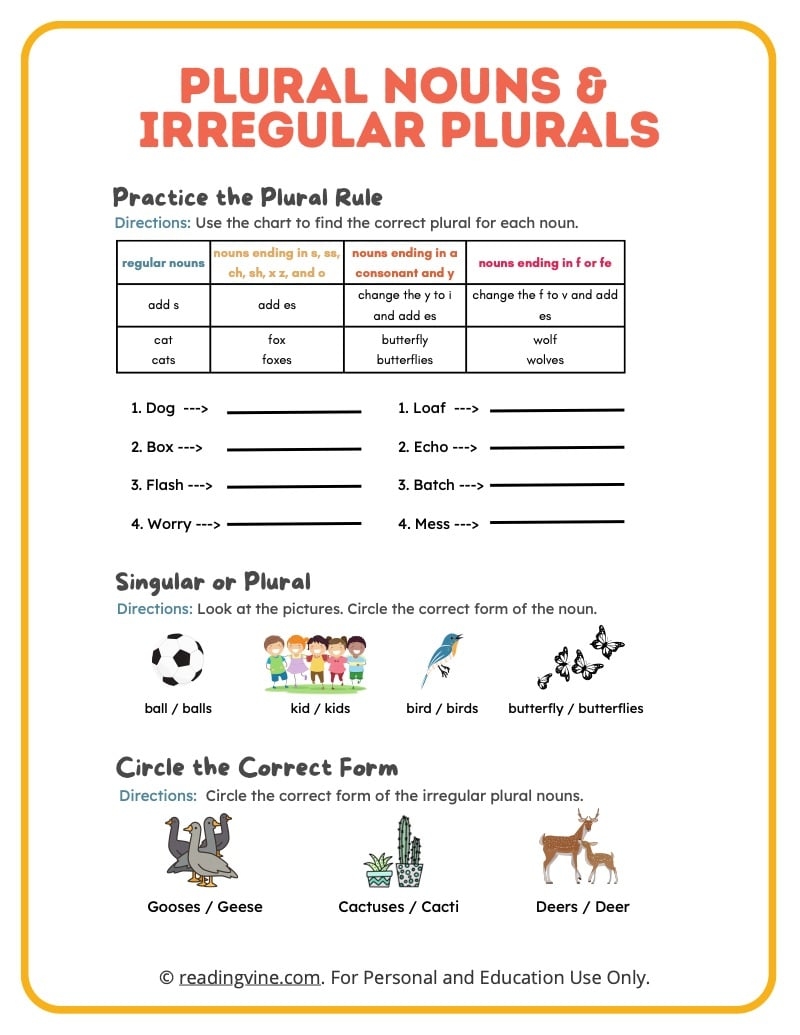Plural Irregular Plural Nouns Worksheets ReadingVine Irregular Plural Noun Worksheets Games4esl