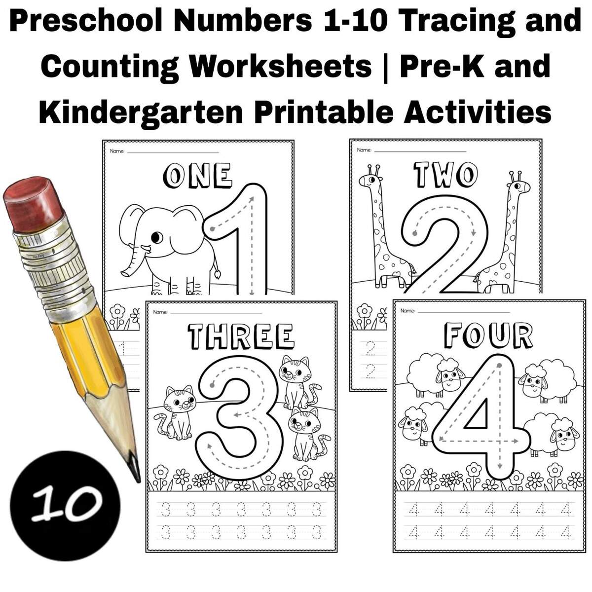Preschool Numbers 1 10 Tracing And Counting Worksheets Pre K And Kindergarten Printable Activities Made By Teachers Prek Number Packet Prek Numbers 1 5 Prek Counting Worksheet Pre K Worksheet Etsy