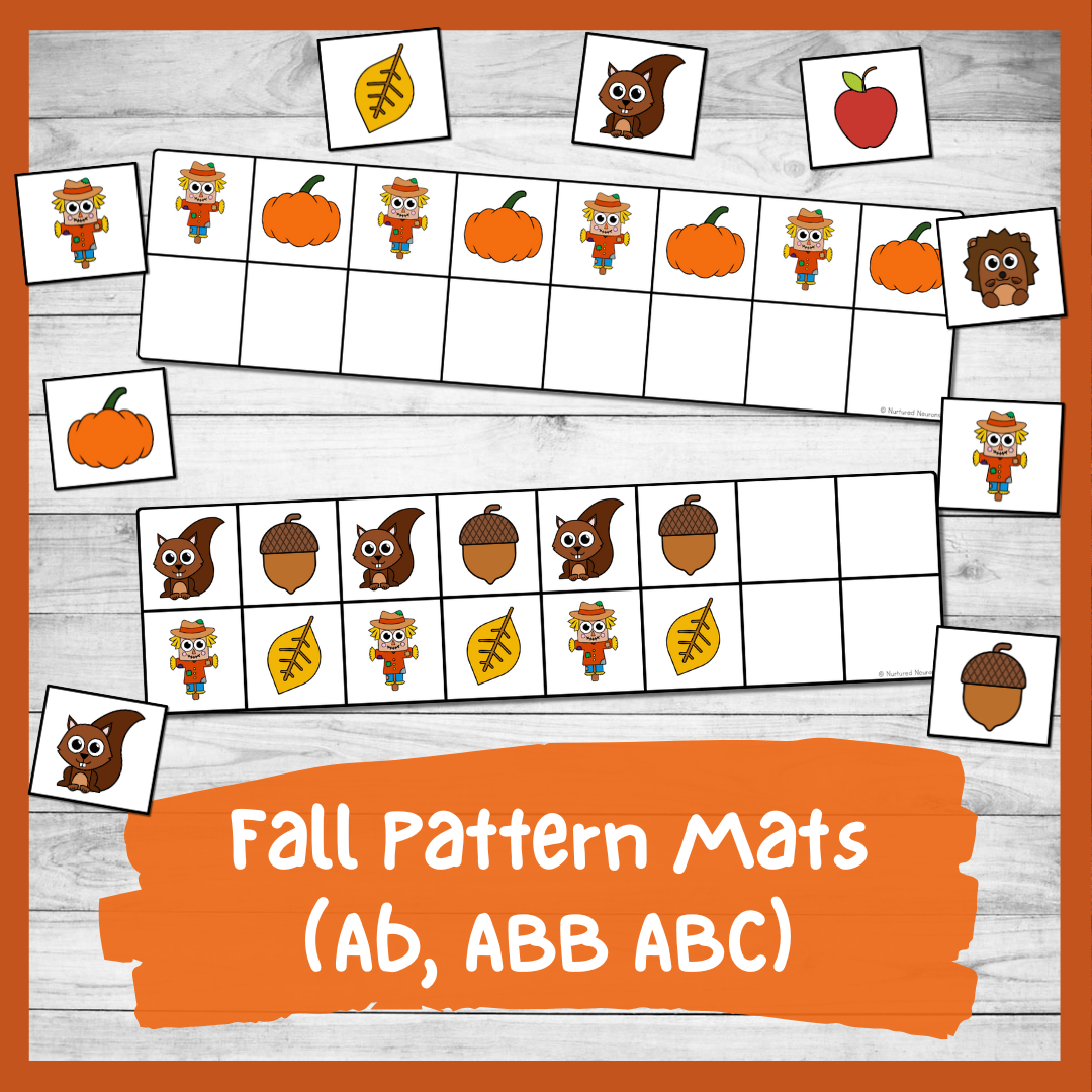 Printable Fall Pattern Mats AB ABB And ABC Patterns Nurtured Neurons Fall Pattern Worksheets Little Bins For Little Hands
