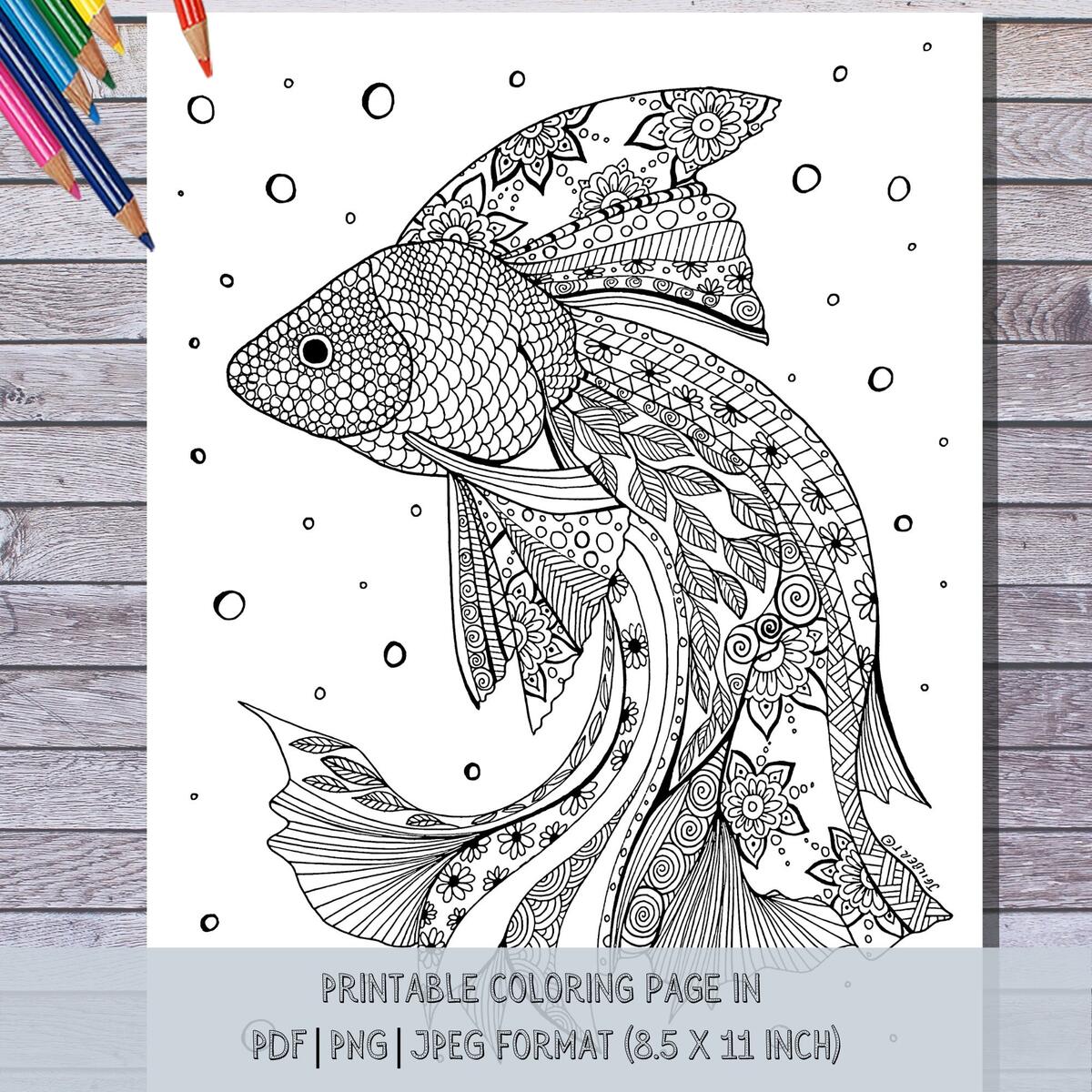 Printable Fish Coloring Page Instant Digital PDF Download Hand Illustrated Coloring Sheets Etsy Israel Printable Fish Coloring Page Instant Digital PDF Download Hand Illustrated Coloring Sheets Etsy Israel