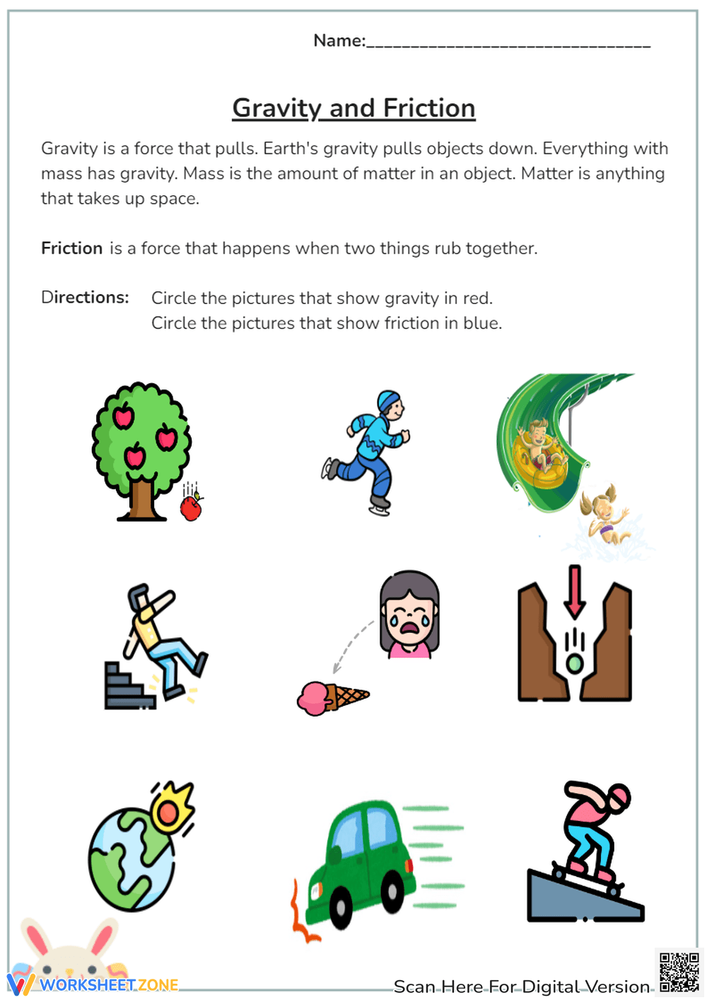 Printable Grade 3 Gravity Worksheets