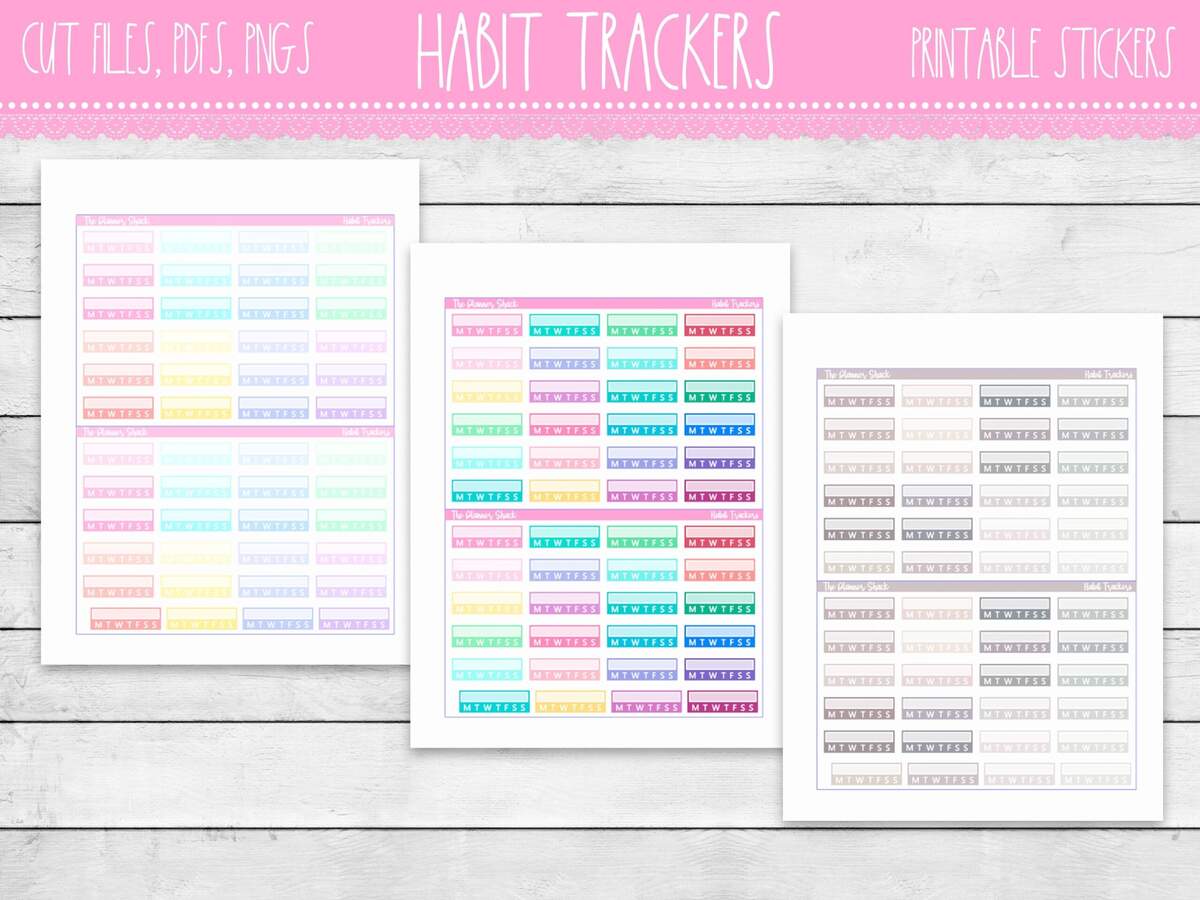PRINTABLE Habit Trackers Habit Trackers Functional Stickers Erin Condren Happy Planner Vertical Planners Weekly Habit Trackers Etsy