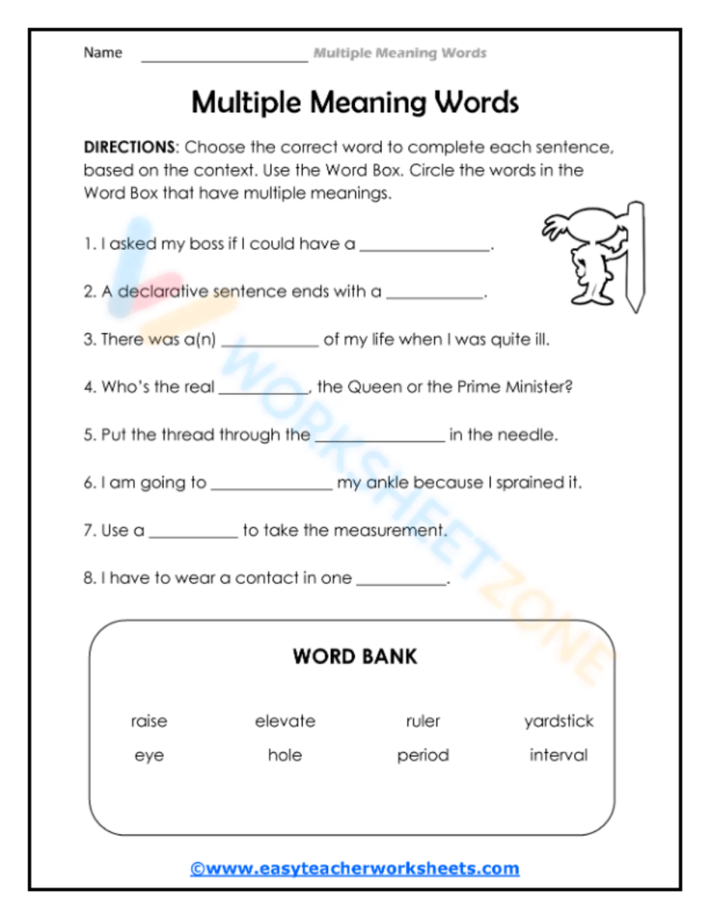 Printable Multiple Meaning Words Worksheets Download