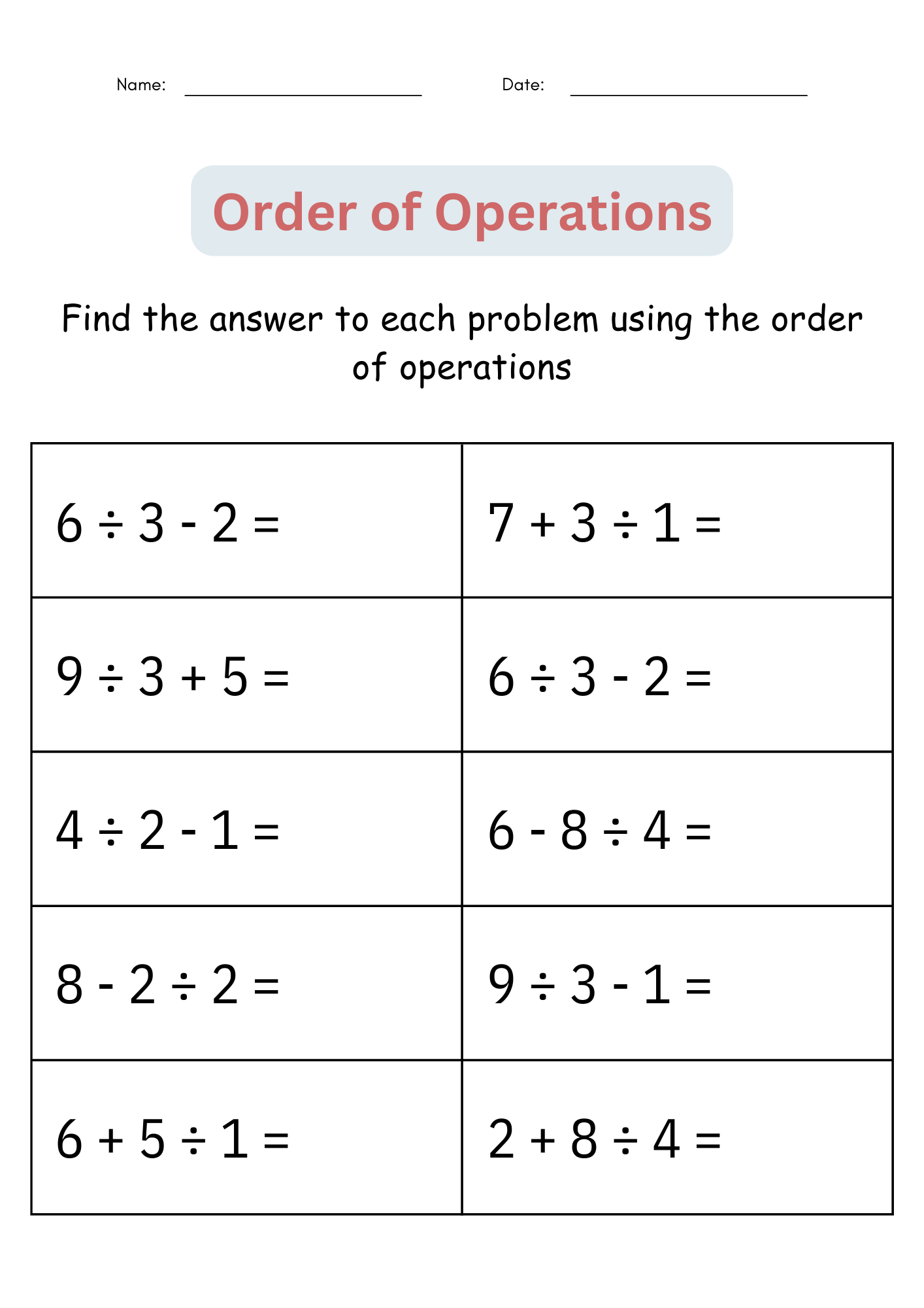 Printable Order Of Operations Digital Worksheets Activities For 4th 5th Grade Made By Teachers Printable Order Of Operations Digital Worksheets Activities For 4th 5th Grade Made By Teachers