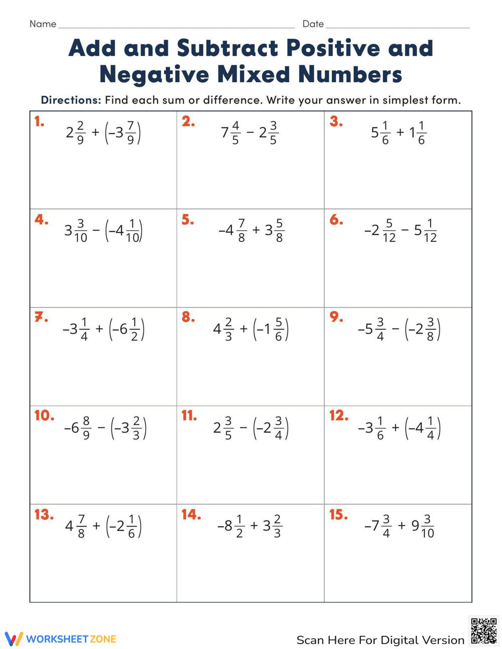 Printable Rational Numbers Worksheets Printable Rational Numbers Worksheets