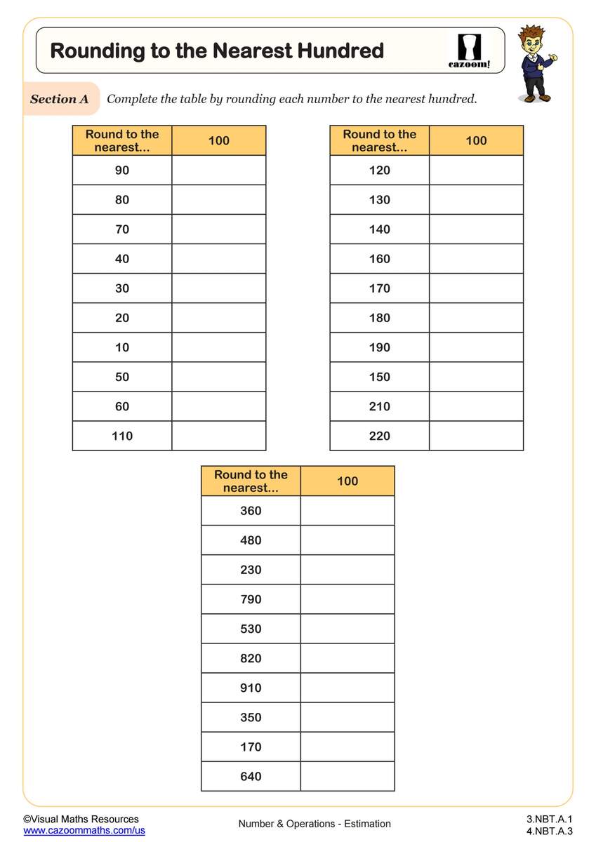 Rounding To The Nearest Hundred Worksheet 3rd Grade PDF Worksheets Cazoom Math