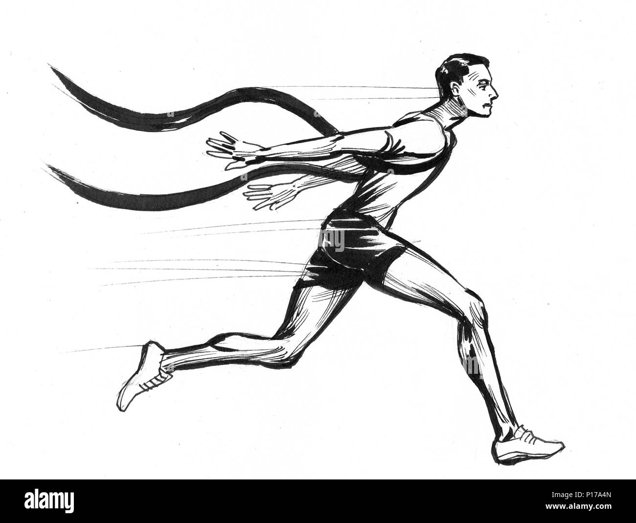 Runner Crossing A Finish Line Ink Black And White Illustration Stock Photo Alamy Runner Crossing A Finish Line Ink Black And White Illustration Stock Photo Alamy