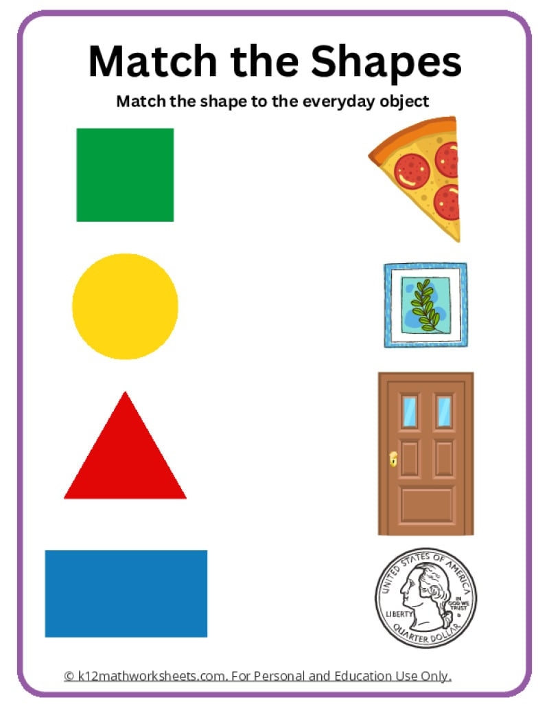 Printable Matching Shapes Worksheets Download
