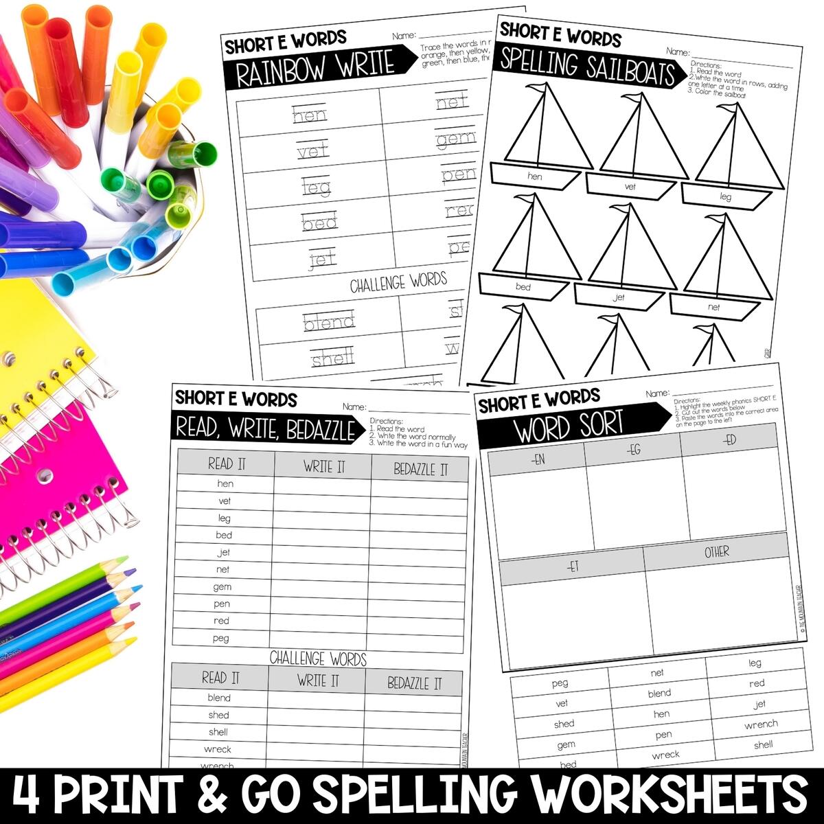 Short E CVC Activities And Worksheets For 1st Grade Phonics Or Spelling Practice The Mountain Teacher Short E CVC Activities And Worksheets For 1st Grade Phonics Or Spelling Practice The Mountain Teacher
