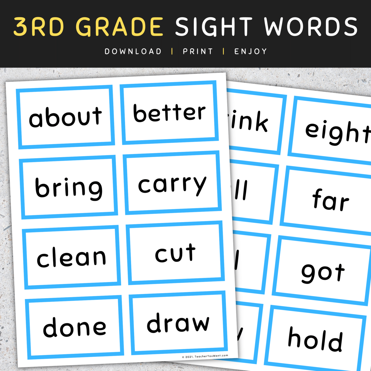 Sight Words Flashcards 3rd Grade Sight Words Made By Teachers
