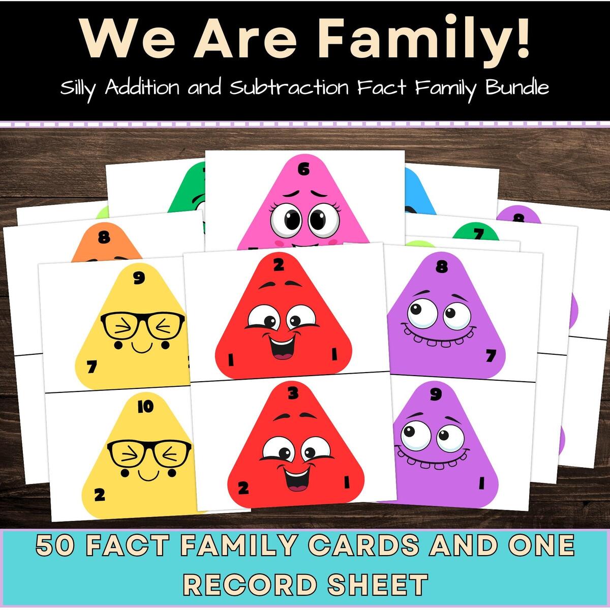 Silly Fact Family Flash Cards Addition Subtraction Printable Set Etsy