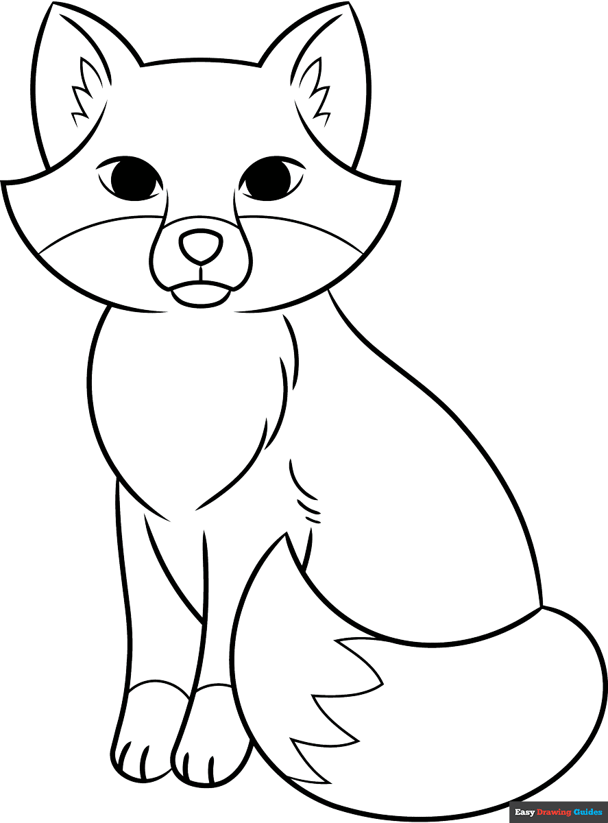 Simple Fox Coloring Page Easy Drawing Guides 7 Gorgeous And Free Fox Coloring Pages For All Ages