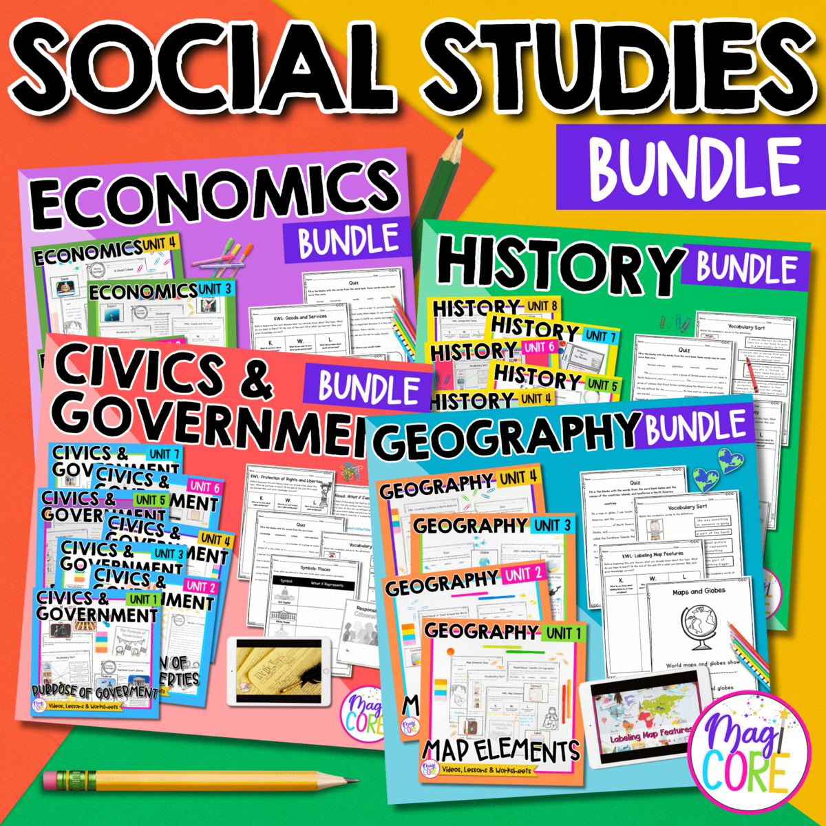 Social Studies Curriculum Bundle 2nd 5th Grade MagiCore