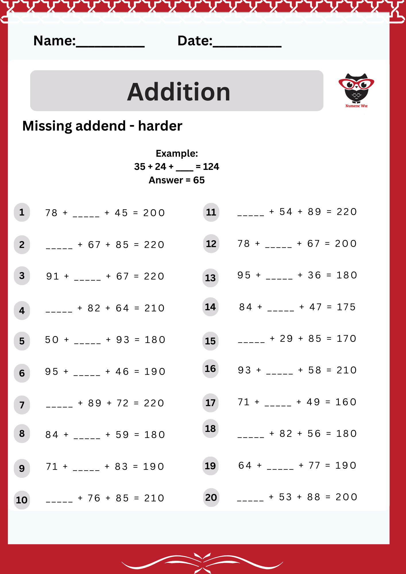 Solve Problem Missing Numbers Numericwiz Solve Problem Missing Numbers Numericwiz