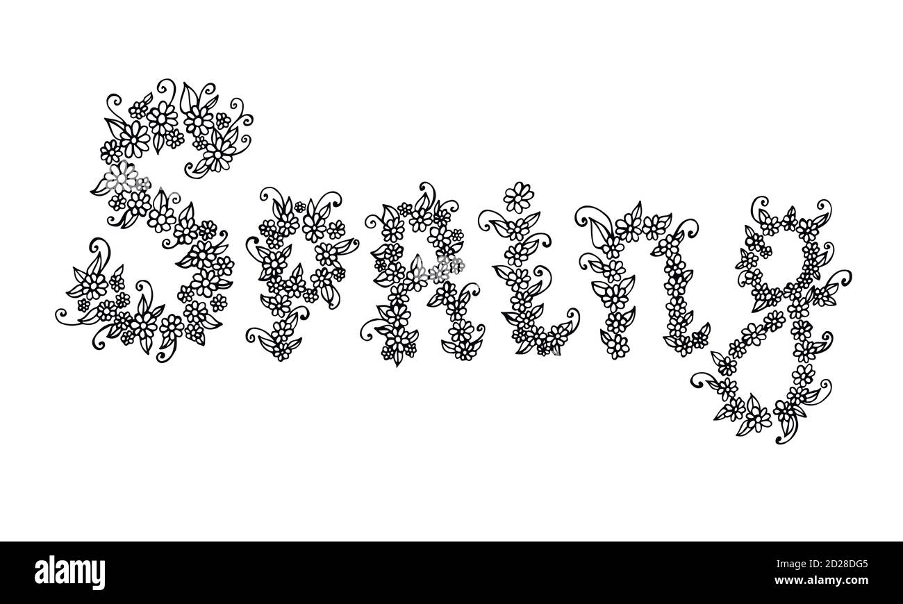 Spring Word Composed Of Flowers And Petals Coloring Page Hand D Stock Vector Image Art Alamy Spring Word Composed Of Flowers And Petals Coloring Page Hand D Stock Vector Image Art Alamy