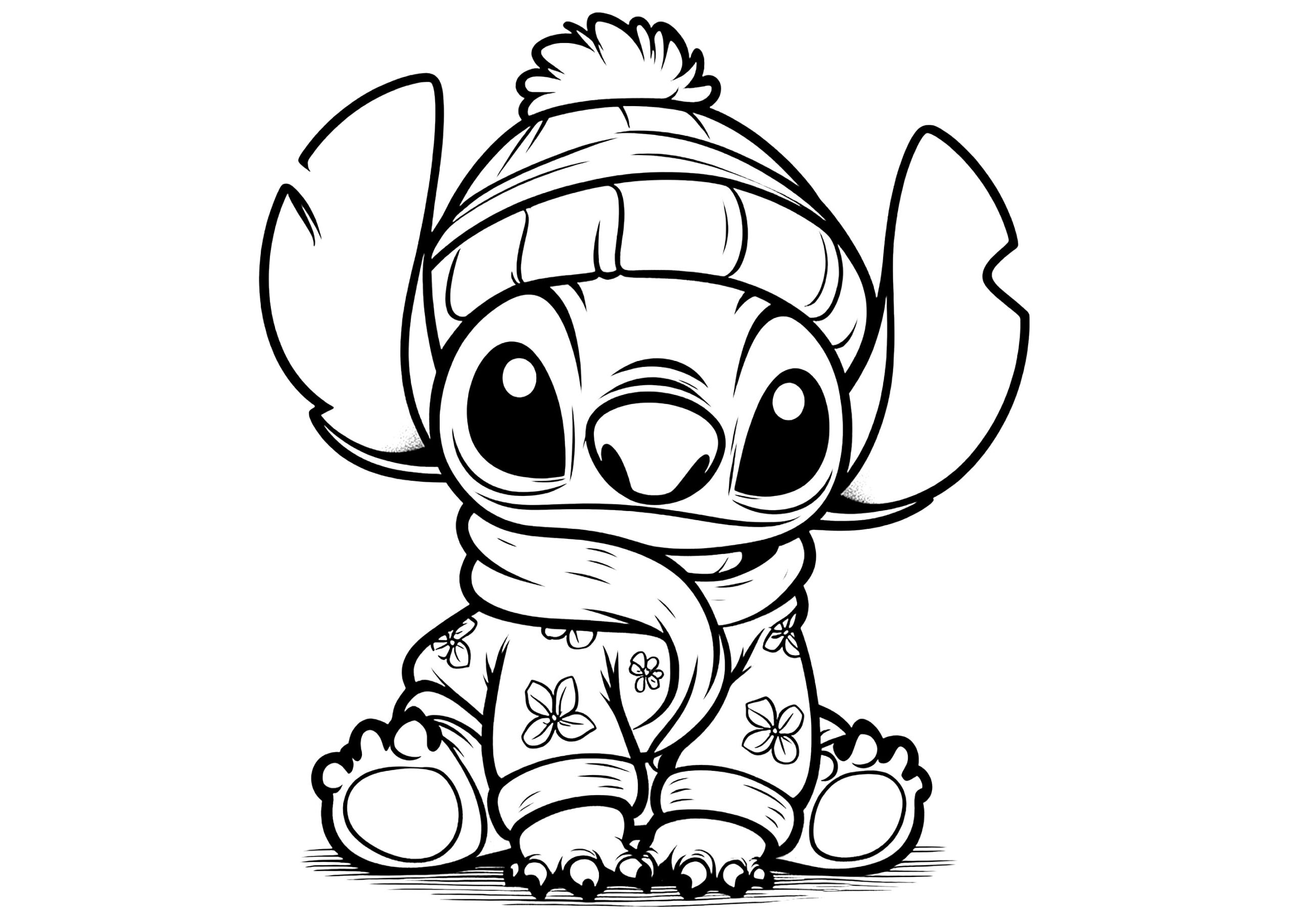 Stitch Dressed For Winter Lilo And Stitch Coloring Pages Free Printable Lilo Stitch Coloring Pages Disneyclips