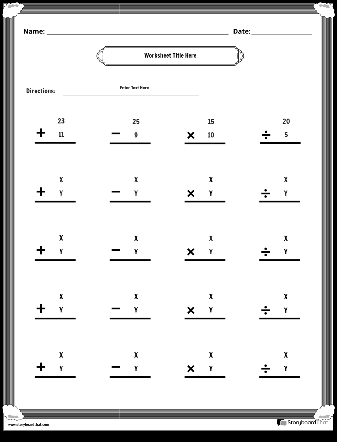 Storyboard That Free Mixed Operations Worksheets For Math