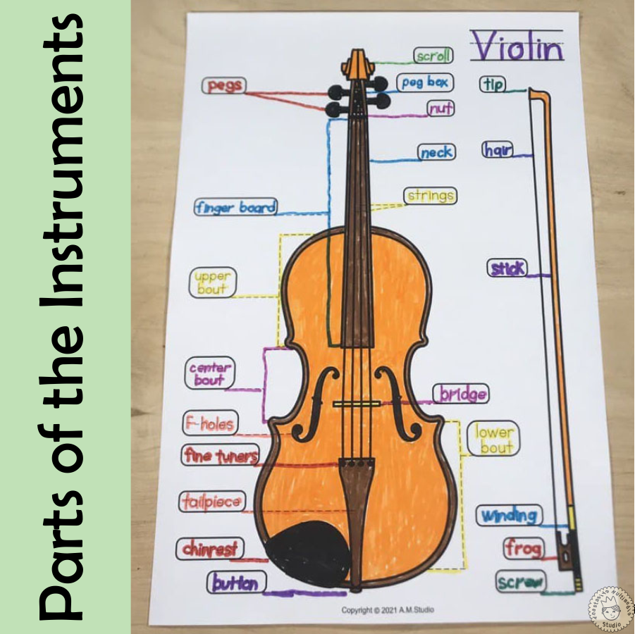 String Family Instruments Coloring Pages Parts Of The String Instruments Made By Teachers Free Music Worksheet Templates To Edit And Print Canva