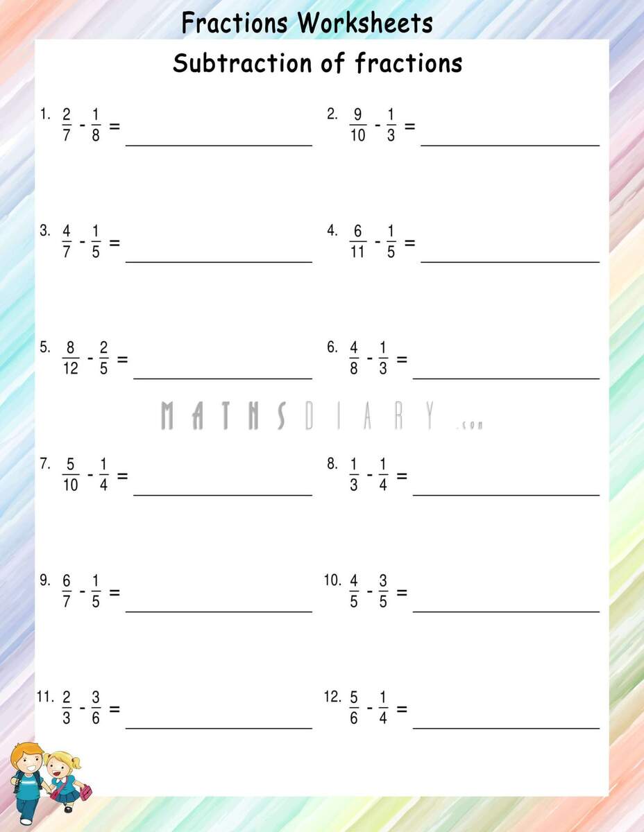 Subtracting Unlike Fractions Worksheets Math Worksheets MathsDiary Subtracting Unlike Fractions Worksheets Math Worksheets MathsDiary