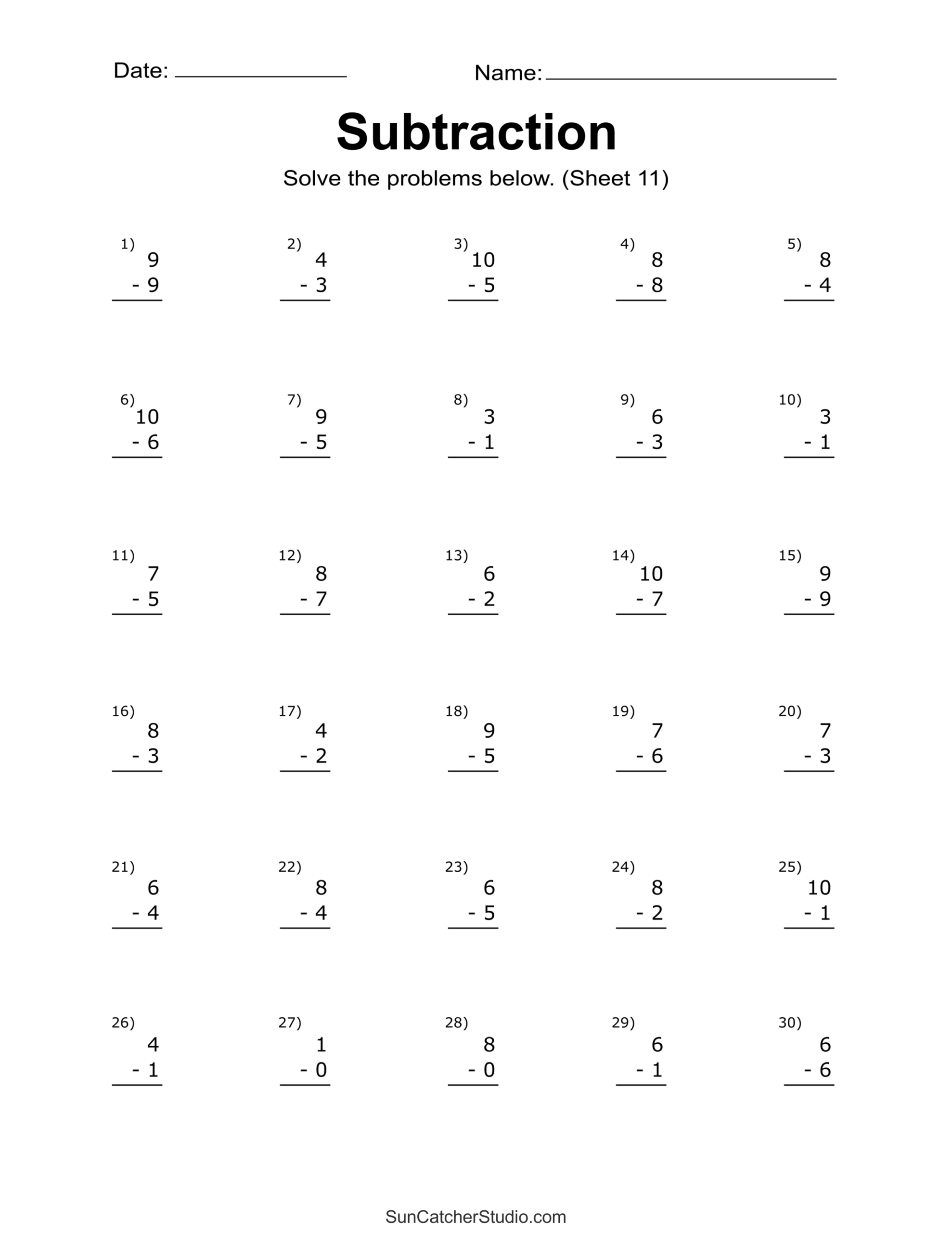 Subtraction Worksheets Free Printable Math Drills DIY Projects Worksheets Library Subtraction Worksheets Free Printable Math Drills DIY Projects Worksheets Library