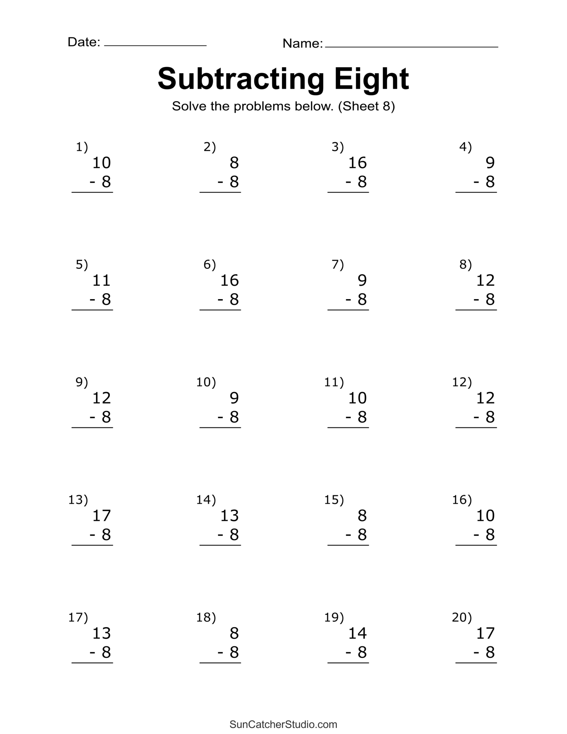 Subtraction Drills Superstar Worksheets