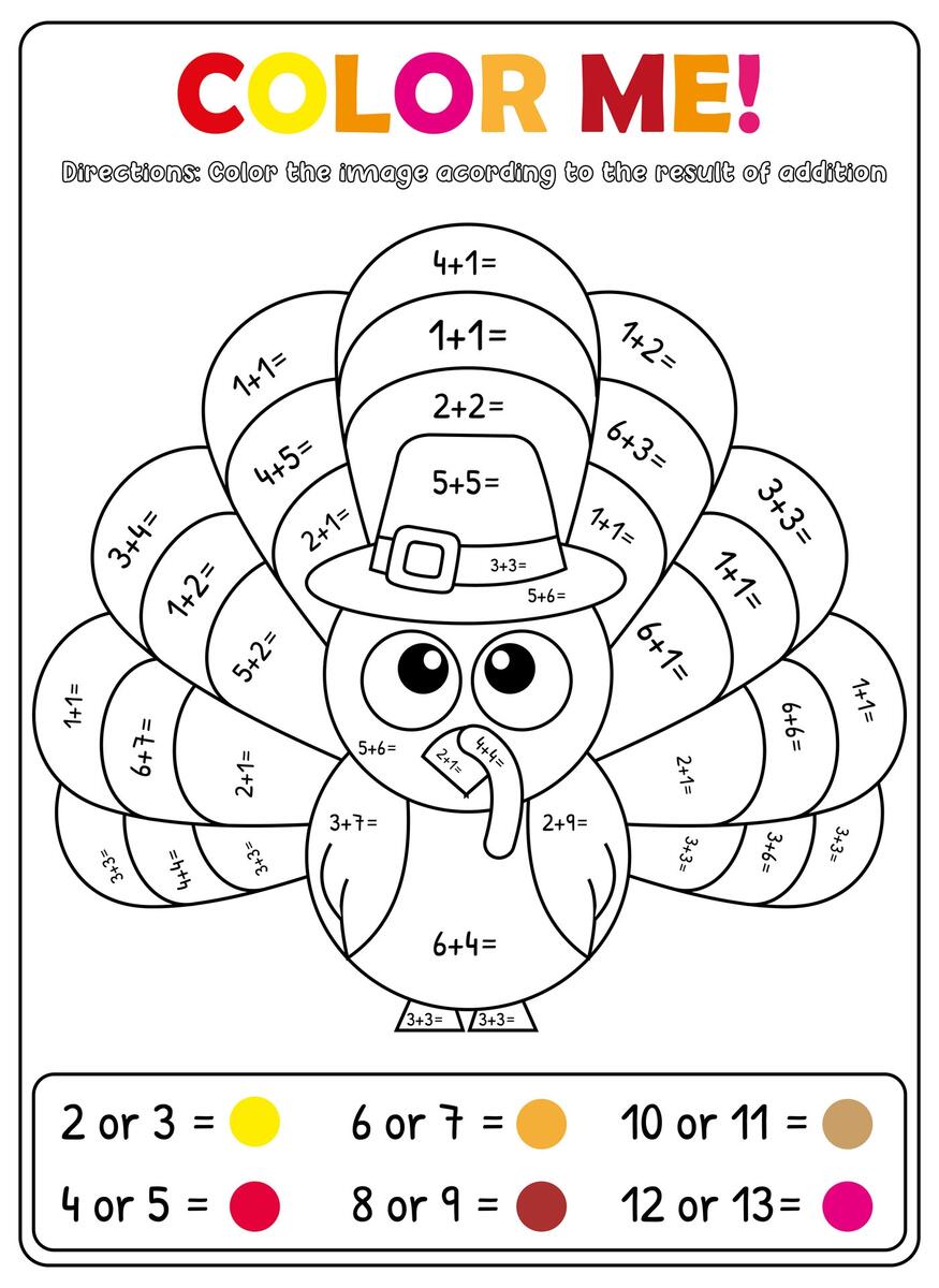 Thanksgiving Math Coloring Sheets Thanksgiving Math Coloring Sheets